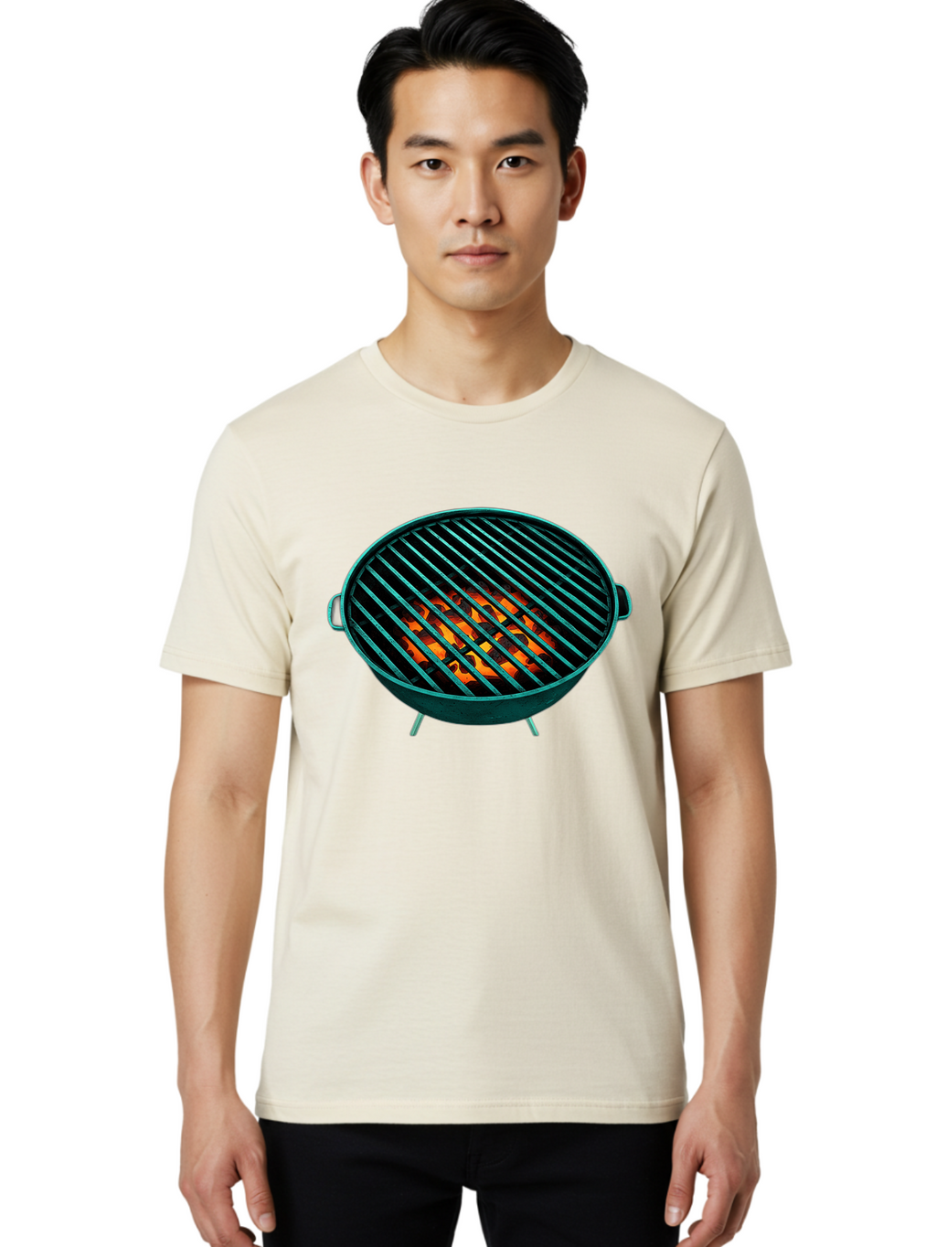 Charcoal-Grill-2 Men'S Graphic Tee, 100% Cotton, Comfortable Casual Summer Wear, Machine Washable, Barbecue Grill, Grill Grates, Burning Coals, Outdoor Cooking, Barbecue Accessories, Grill Marks, Cooking Grill, Grill Surface, Bab725