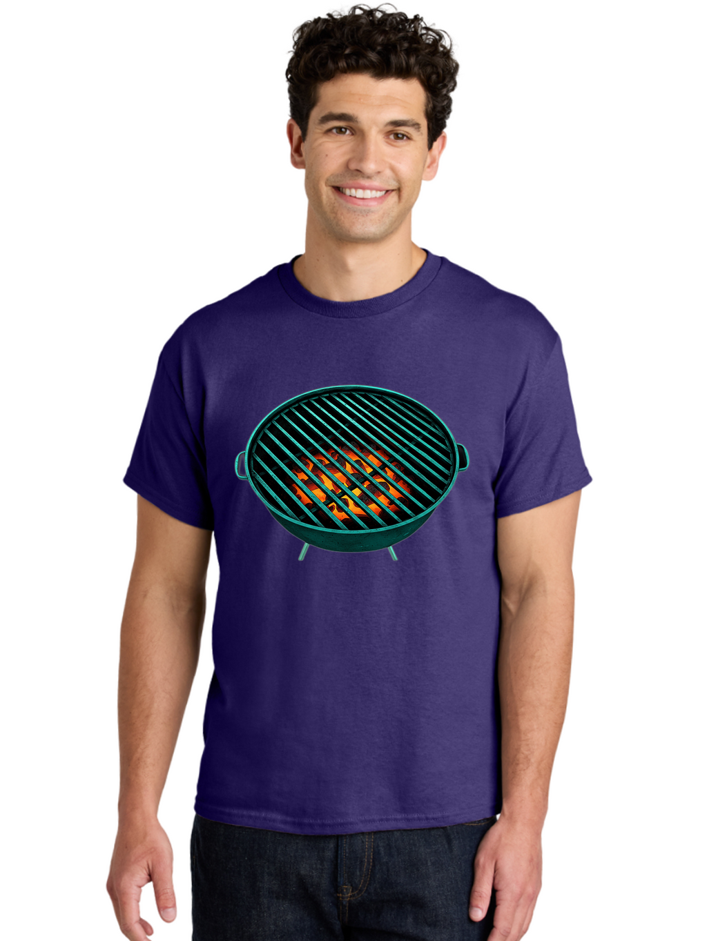 Charcoal-Grill-2 Men'S Graphic Tee, 100% Cotton, Comfortable Casual Summer Wear, Machine Washable, Barbecue Grill, Grill Grates, Burning Coals, Outdoor Cooking, Barbecue Accessories, Grill Marks, Cooking Grill, Grill Surface, Bab725