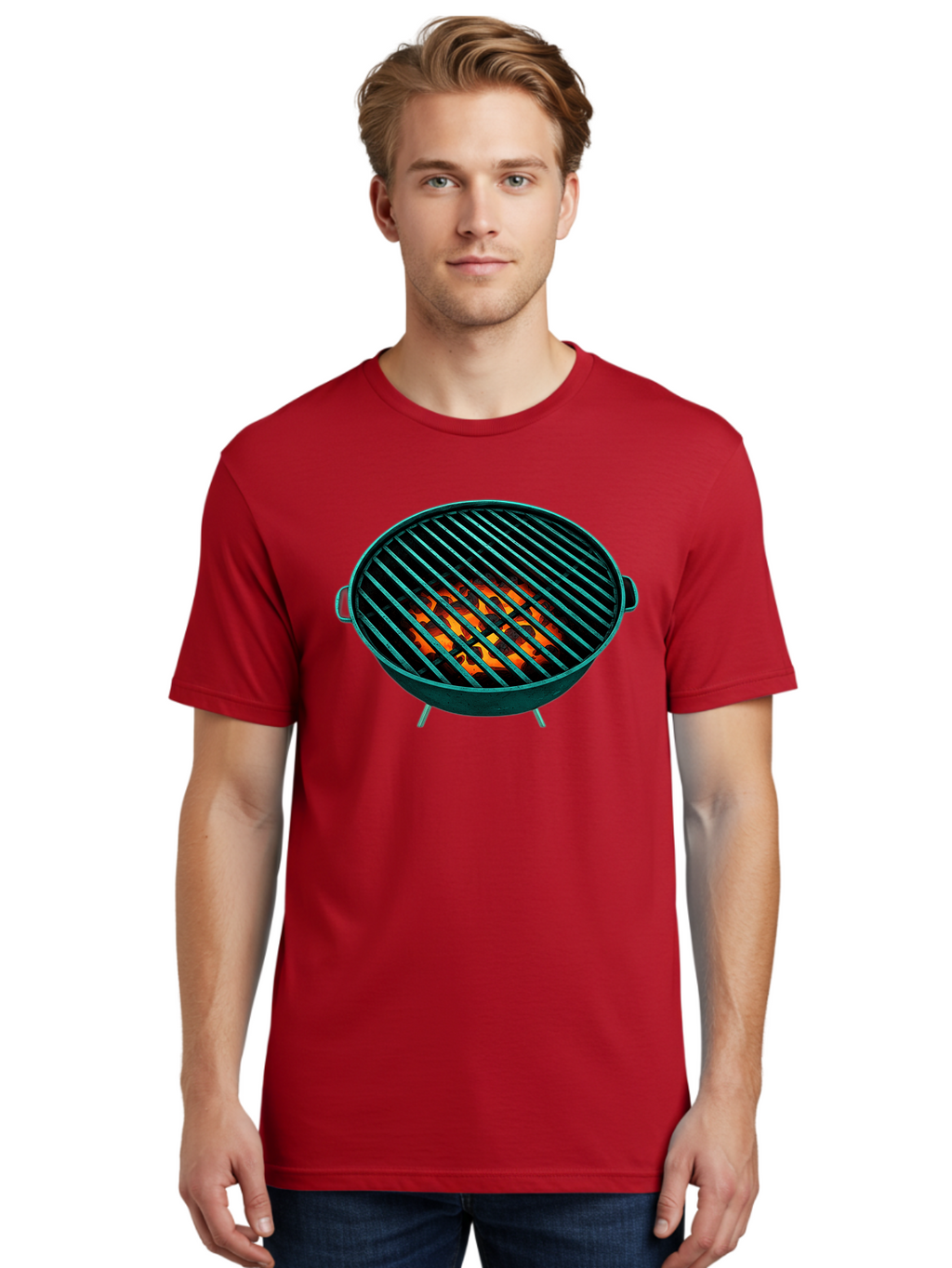 Charcoal-Grill-2 Men'S Graphic Tee, 100% Cotton, Comfortable Casual Summer Wear, Machine Washable, Barbecue Grill, Grill Grates, Burning Coals, Outdoor Cooking, Barbecue Accessories, Grill Marks, Cooking Grill, Grill Surface, Bab725