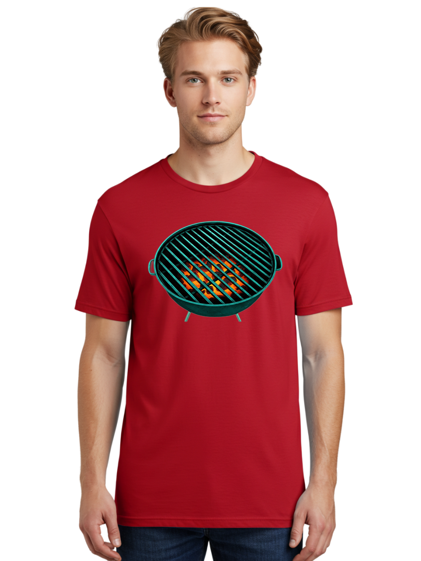 Charcoal-Grill-2 Men'S Graphic Tee, 100% Cotton, Comfortable Casual Summer Wear, Machine Washable, Barbecue Grill, Grill Grates, Burning Coals, Outdoor Cooking, Barbecue Accessories, Grill Marks, Cooking Grill, Grill Surface, Bab725