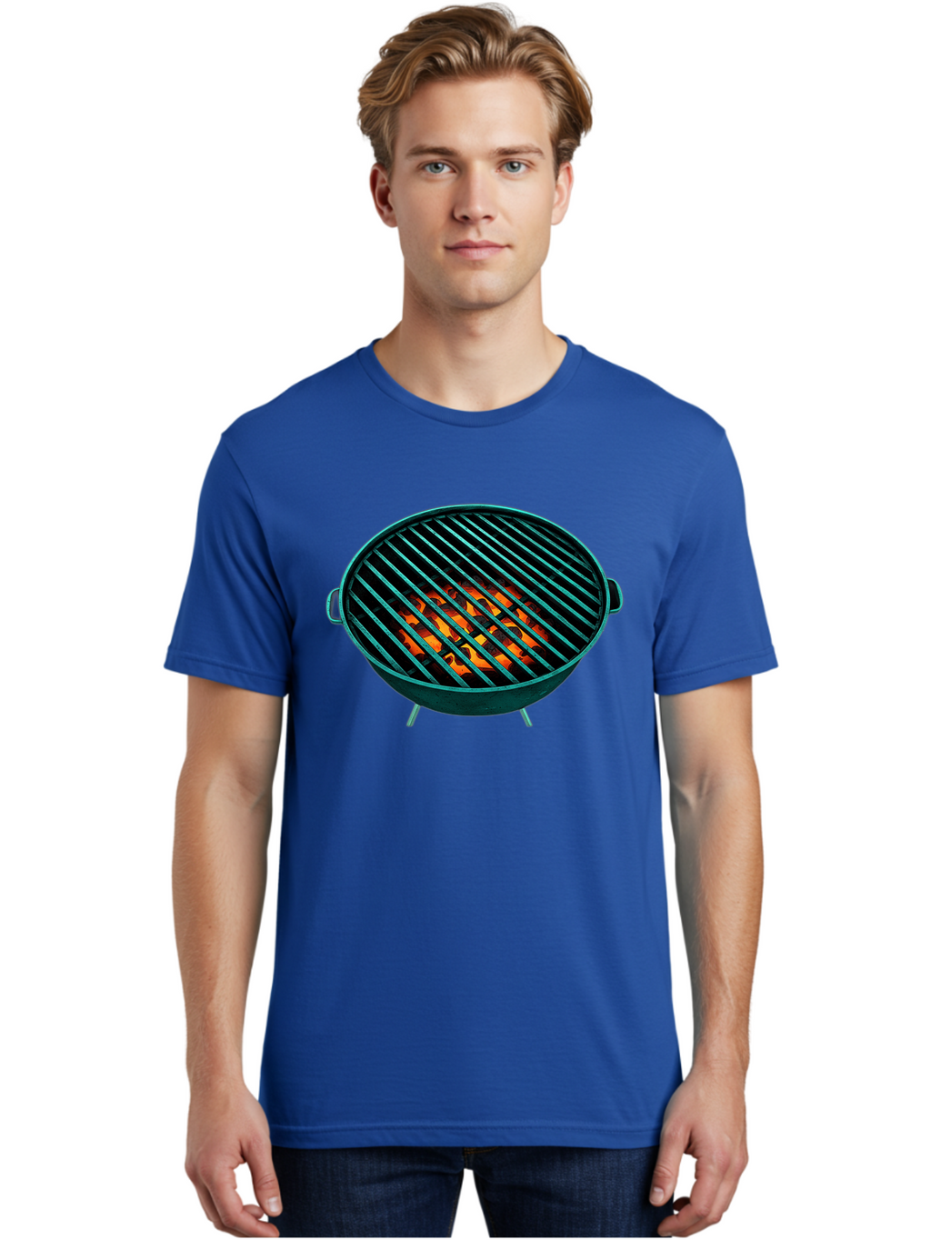 Charcoal-Grill-2 Men'S Graphic Tee, 100% Cotton, Comfortable Casual Summer Wear, Machine Washable, Barbecue Grill, Grill Grates, Burning Coals, Outdoor Cooking, Barbecue Accessories, Grill Marks, Cooking Grill, Grill Surface, Bab725