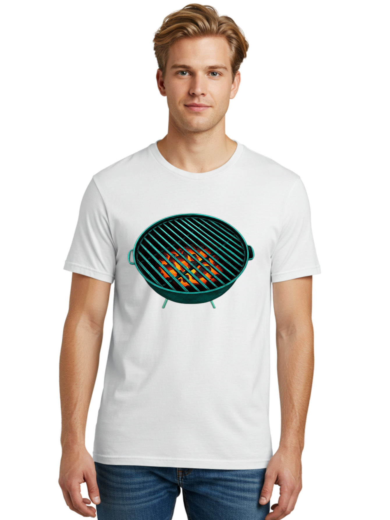 Charcoal-Grill-2 Men'S Graphic Tee, 100% Cotton, Comfortable Casual Summer Wear, Machine Washable, Barbecue Grill, Grill Grates, Burning Coals, Outdoor Cooking, Barbecue Accessories, Grill Marks, Cooking Grill, Grill Surface, Bab725