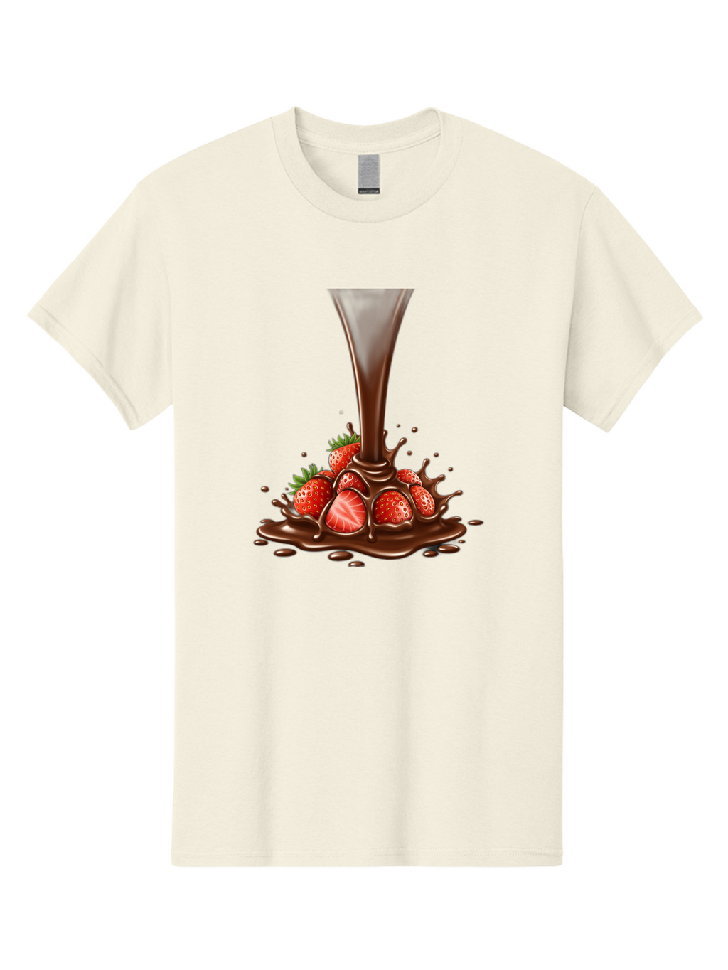 Chocolate-And-Strawberries Men'S Graphic Tee, 100% Cotton, Comfortable Casual Summer Wear, Machine Washable, Chocolate Sauce Pouring, Strawberries, Sweet Treat, Dessert, Indulgent, Chocolate Fondue, Strawberries And Chocolate, Dessert Lover, Bab737