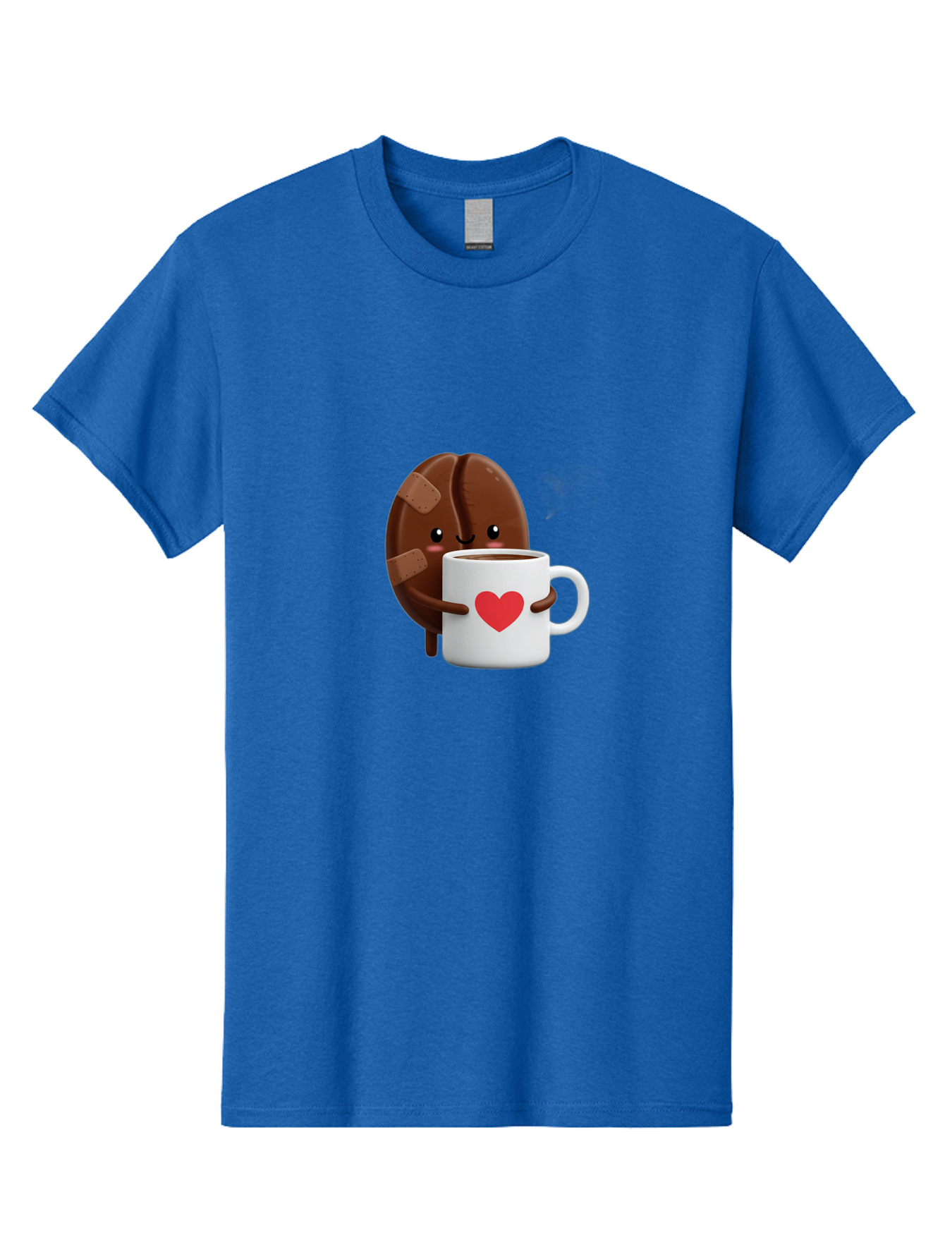 Chocolate-Cookie-Hugging-Coffee-Mug-1 Men'S Graphic Tee, 100% Cotton, Comfortable Casual Summer Wear, Machine Washable, Chocolate Cookie, Cartoon Cookie, Coffee Mug, Heart Design, Cute Illustration, Coffee Break, Bandaged Cookie, Happy Face, Bab738