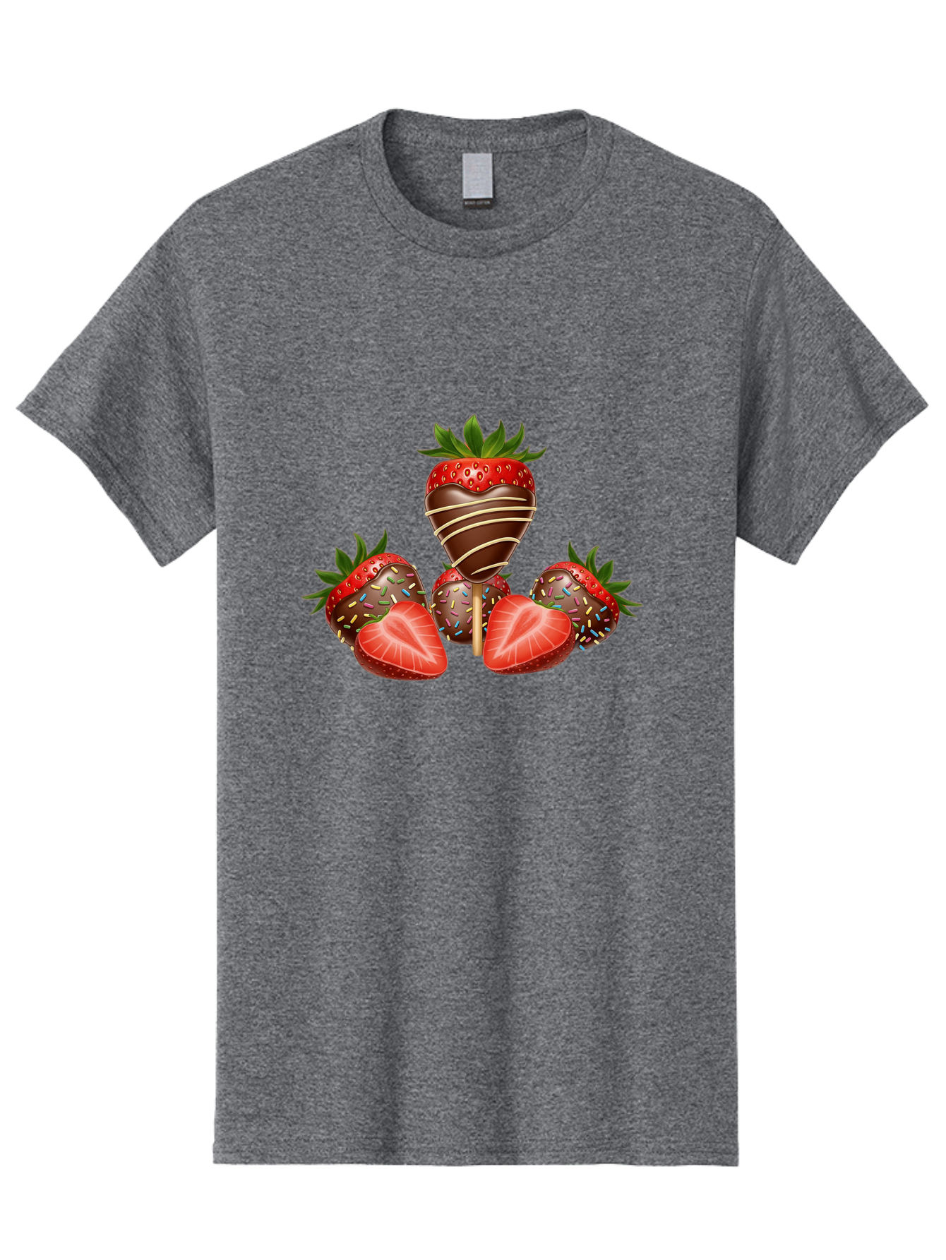 Chocolate-Covered-Strawberries-2 Men'S Graphic Tee, 100% Cotton, Comfortable Casual Summer Wear, Machine Washable, Chocolate Covered Strawberries, Sweet Treats, Dessert Ideas, Strawberry Desserts, Chocolate Drizzled Strawberries, Bab741