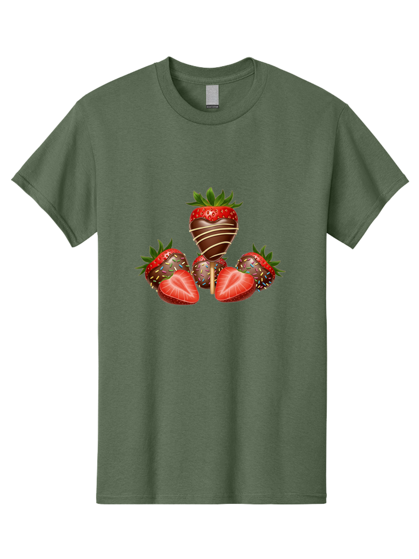 Chocolate-Covered-Strawberries-2 Men'S Graphic Tee, 100% Cotton, Comfortable Casual Summer Wear, Machine Washable, Chocolate Covered Strawberries, Sweet Treats, Dessert Ideas, Strawberry Desserts, Chocolate Drizzled Strawberries, Bab741