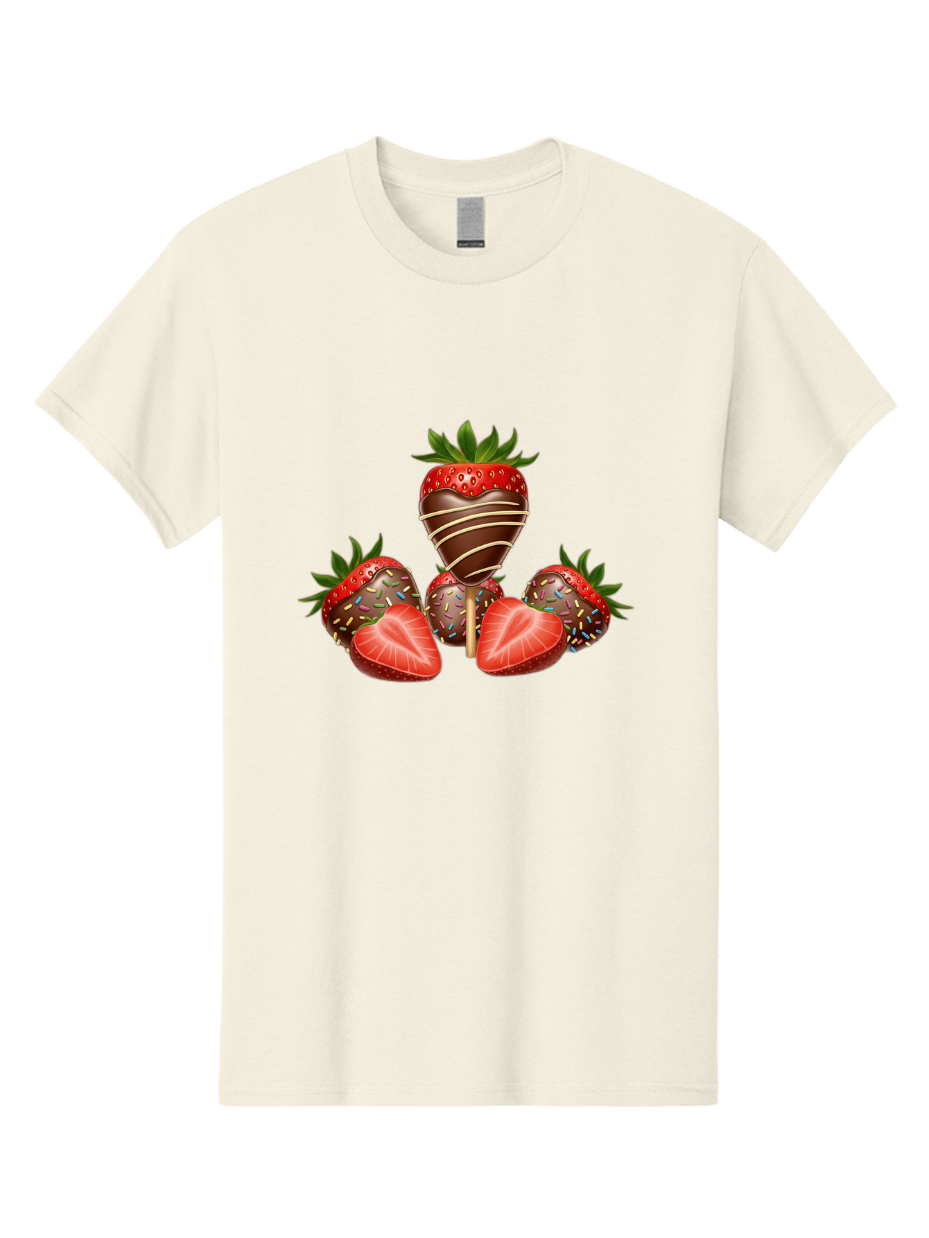 Chocolate-Covered-Strawberries-2 Men'S Graphic Tee, 100% Cotton, Comfortable Casual Summer Wear, Machine Washable, Chocolate Covered Strawberries, Sweet Treats, Dessert Ideas, Strawberry Desserts, Chocolate Drizzled Strawberries, Bab741