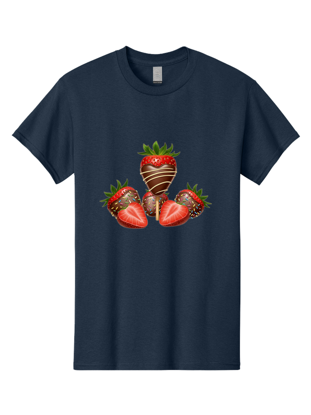 Chocolate-Covered-Strawberries-2 Men'S Graphic Tee, 100% Cotton, Comfortable Casual Summer Wear, Machine Washable, Chocolate Covered Strawberries, Sweet Treats, Dessert Ideas, Strawberry Desserts, Chocolate Drizzled Strawberries, Bab741