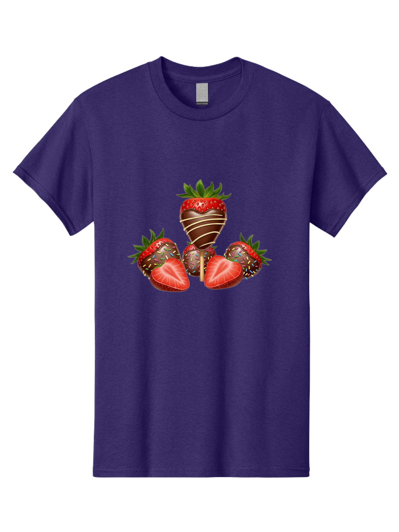 Chocolate-Covered-Strawberries-2 Men'S Graphic Tee, 100% Cotton, Comfortable Casual Summer Wear, Machine Washable, Chocolate Covered Strawberries, Sweet Treats, Dessert Ideas, Strawberry Desserts, Chocolate Drizzled Strawberries, Bab741