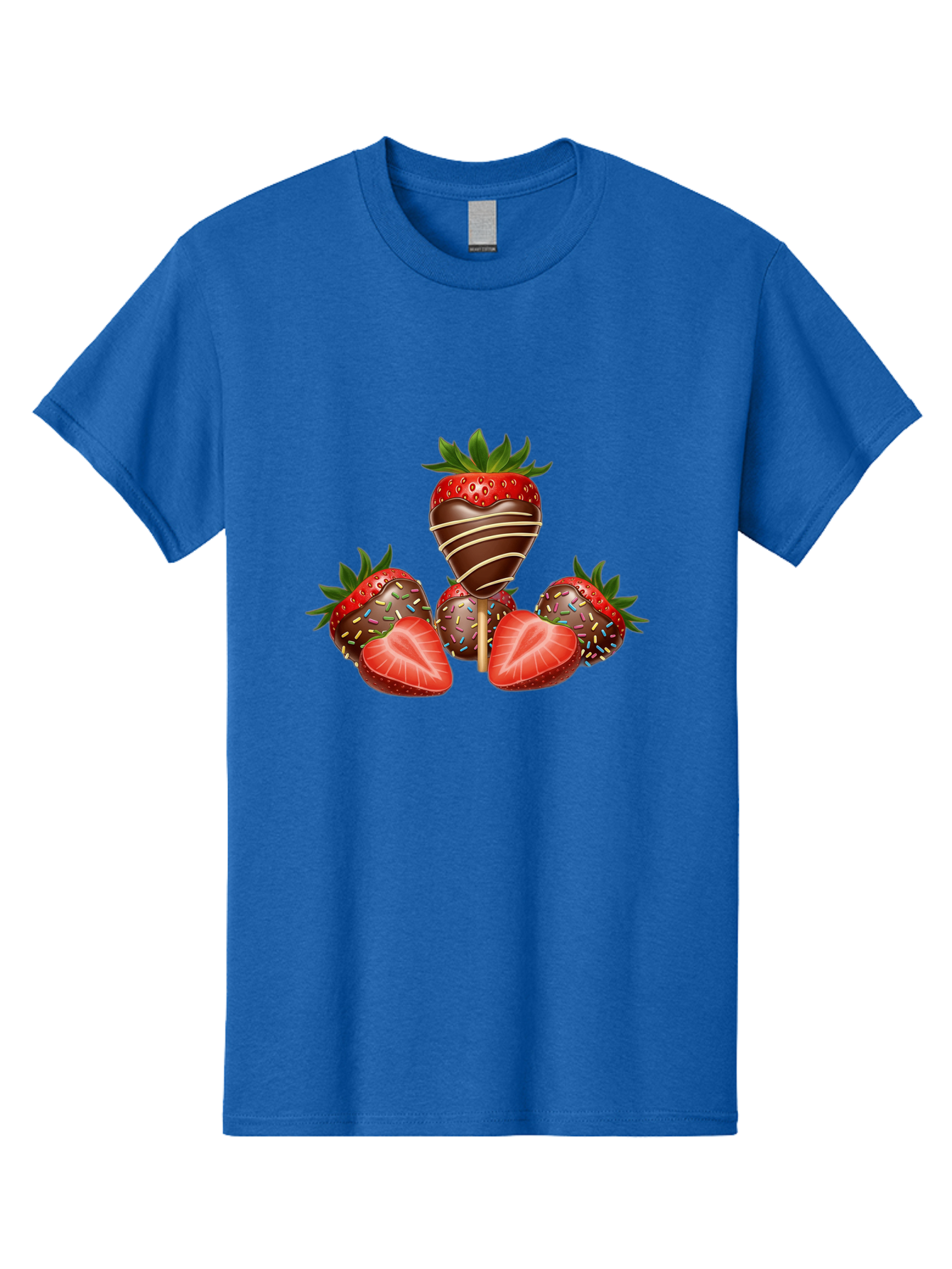 Chocolate-Covered-Strawberries-2 Men'S Graphic Tee, 100% Cotton, Comfortable Casual Summer Wear, Machine Washable, Chocolate Covered Strawberries, Sweet Treats, Dessert Ideas, Strawberry Desserts, Chocolate Drizzled Strawberries, Bab741