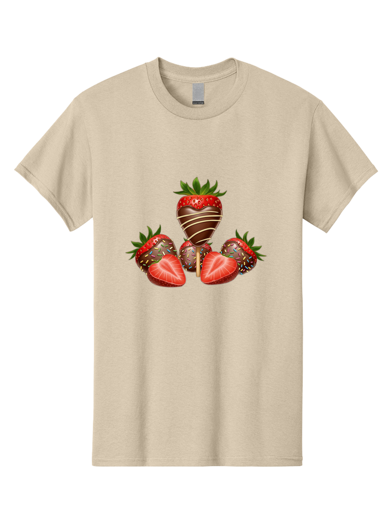 Chocolate-Covered-Strawberries-2 Men'S Graphic Tee, 100% Cotton, Comfortable Casual Summer Wear, Machine Washable, Chocolate Covered Strawberries, Sweet Treats, Dessert Ideas, Strawberry Desserts, Chocolate Drizzled Strawberries, Bab741