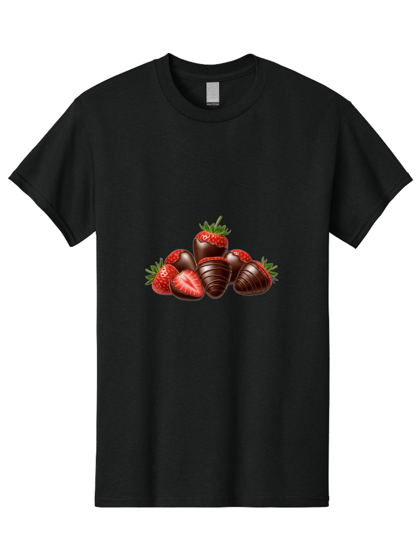 Chocolate-Covered-Strawberries Men'S Graphic Tee, 100% Cotton, Comfortable Casual Summer Wear, Machine Washable, Chocolate Covered Strawberries, Sweet Treats, Indulgent Dessert, Ripe Strawberries, Chocolate Indulgence, Rich And Decadent, Bab744
