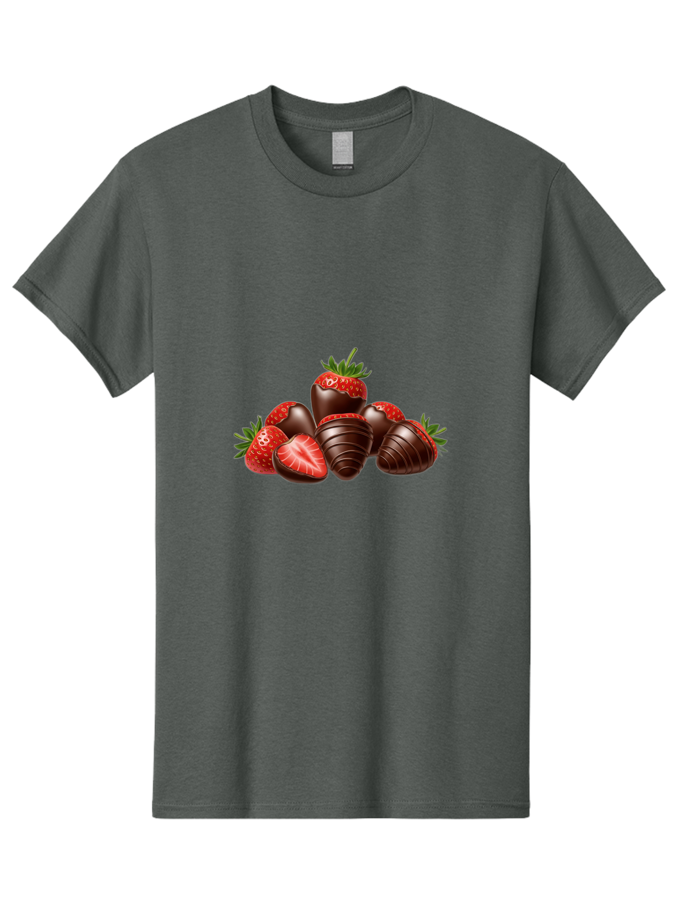 Chocolate-Covered-Strawberries Men'S Graphic Tee, 100% Cotton, Comfortable Casual Summer Wear, Machine Washable, Chocolate Covered Strawberries, Sweet Treats, Indulgent Dessert, Ripe Strawberries, Chocolate Indulgence, Rich And Decadent, Bab744