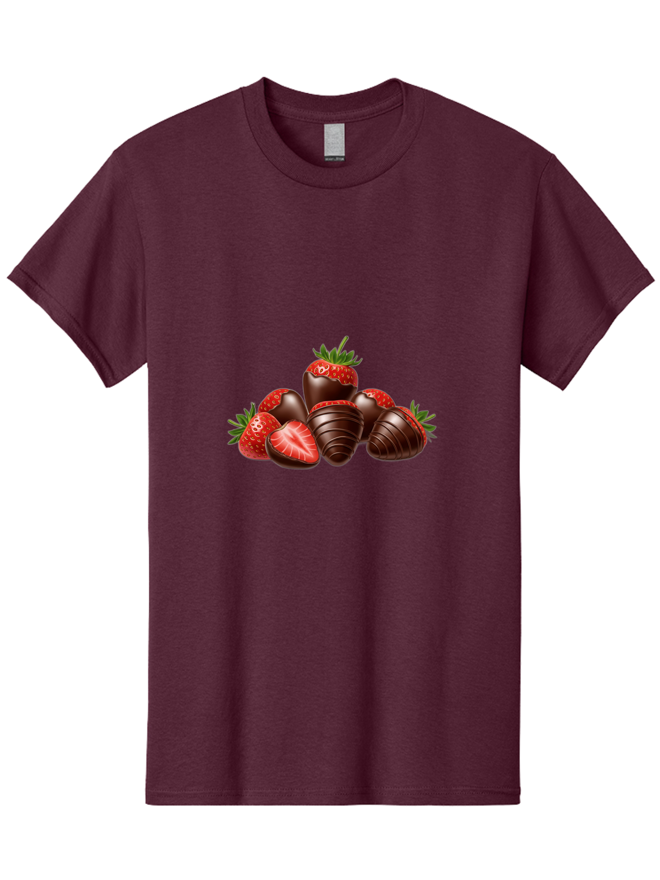 Chocolate-Covered-Strawberries Men'S Graphic Tee, 100% Cotton, Comfortable Casual Summer Wear, Machine Washable, Chocolate Covered Strawberries, Sweet Treats, Indulgent Dessert, Ripe Strawberries, Chocolate Indulgence, Rich And Decadent, Bab744