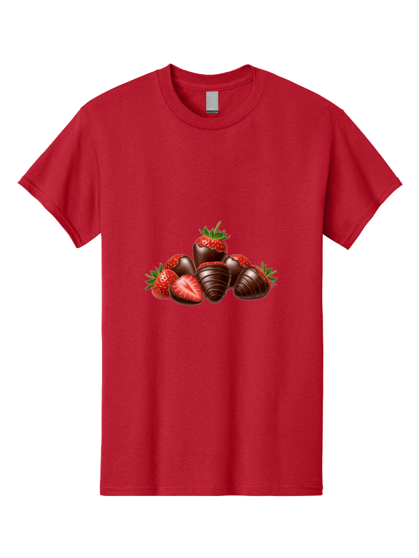Chocolate-Covered-Strawberries Men'S Graphic Tee, 100% Cotton, Comfortable Casual Summer Wear, Machine Washable, Chocolate Covered Strawberries, Sweet Treats, Indulgent Dessert, Ripe Strawberries, Chocolate Indulgence, Rich And Decadent, Bab744