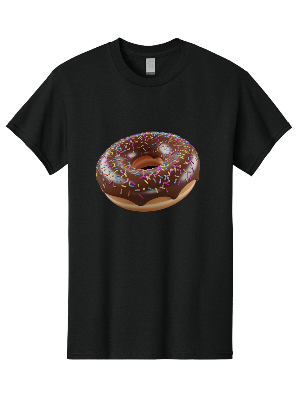 Chocolate-Donut-With-Sprinkles Men'S Graphic Tee, 100% Cotton, Comfortable Casual Summer Wear, Machine Washable, Chocolate Donut, Donut With Sprinkles, Sweet Treat, Baked Goods, Colorful Dessert, Tasty Pastry, Chocolate Frosting, Sprinkles, Bab747