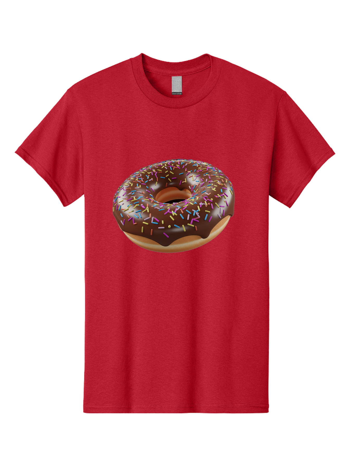 Chocolate-Donut-With-Sprinkles Men'S Graphic Tee, 100% Cotton, Comfortable Casual Summer Wear, Machine Washable, Chocolate Donut, Donut With Sprinkles, Sweet Treat, Baked Goods, Colorful Dessert, Tasty Pastry, Chocolate Frosting, Sprinkles, Bab747