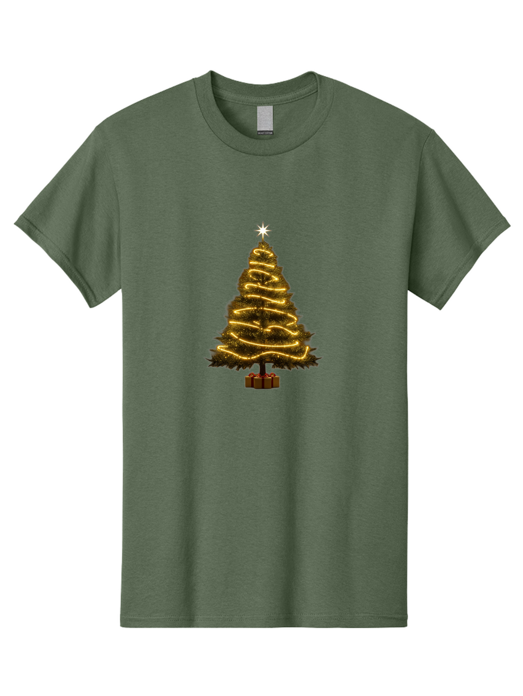 Christmas-Tree-3 Men'S Graphic Tee, 100% Cotton, Comfortable Casual Summer Wear, Machine Washable, Christmas Tree Decoration, Festive Holiday Lights, Glowing String Lights, Star Topper, Winter Season, Holiday Cheer, Christmas Decoration, Bab751