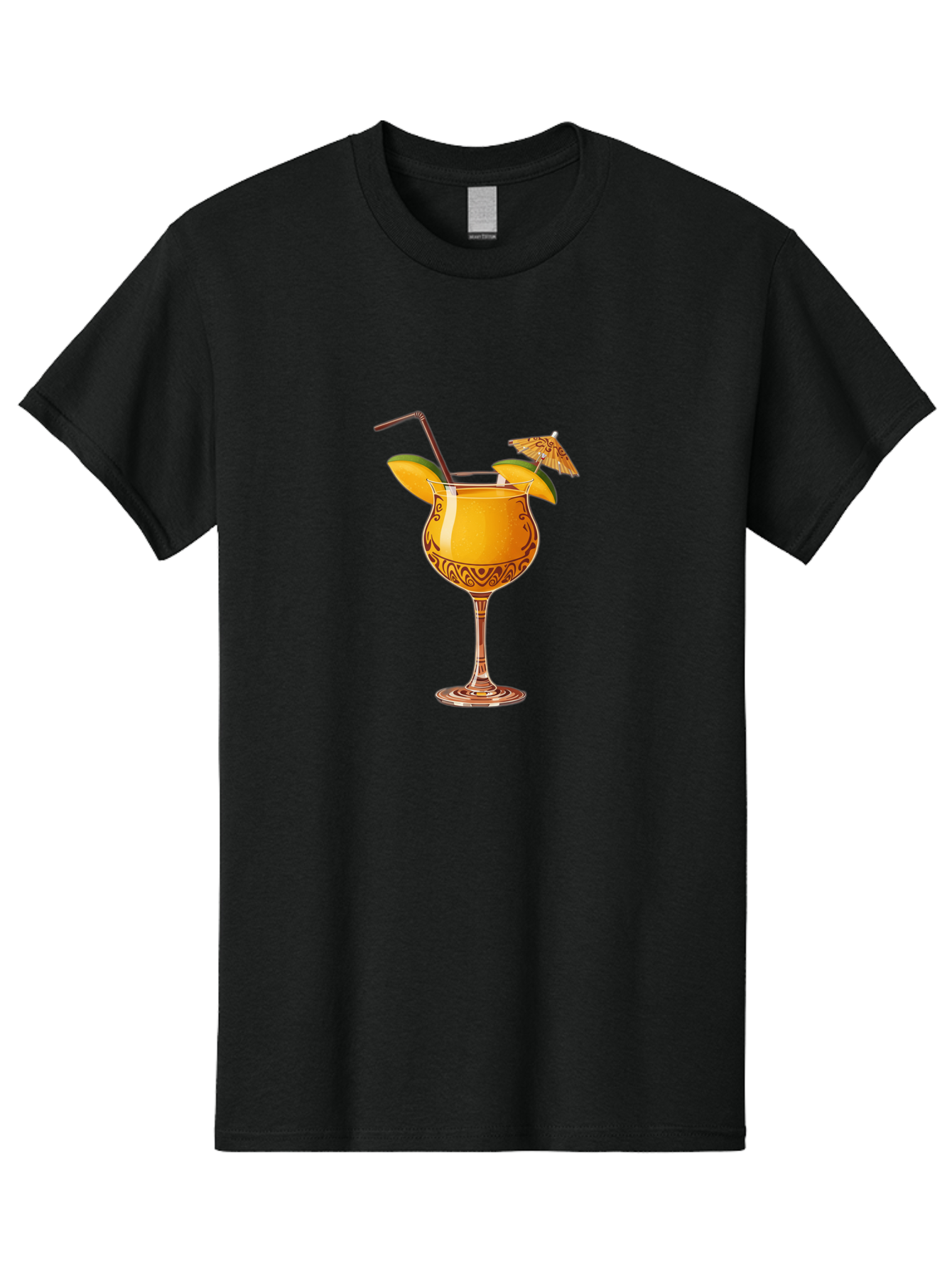 Cocktail-2 Men'S Graphic Tee, 100% Cotton, Comfortable Casual Summer Wear, Machine Washable, Tropical Cocktail, Orange Drink, Elegant Glass, Straw, Paper Umbrella, Exotic Flavors, Summer Fun, Refreshing Drink, Citrus Twist, Party Atmosphere Bab762