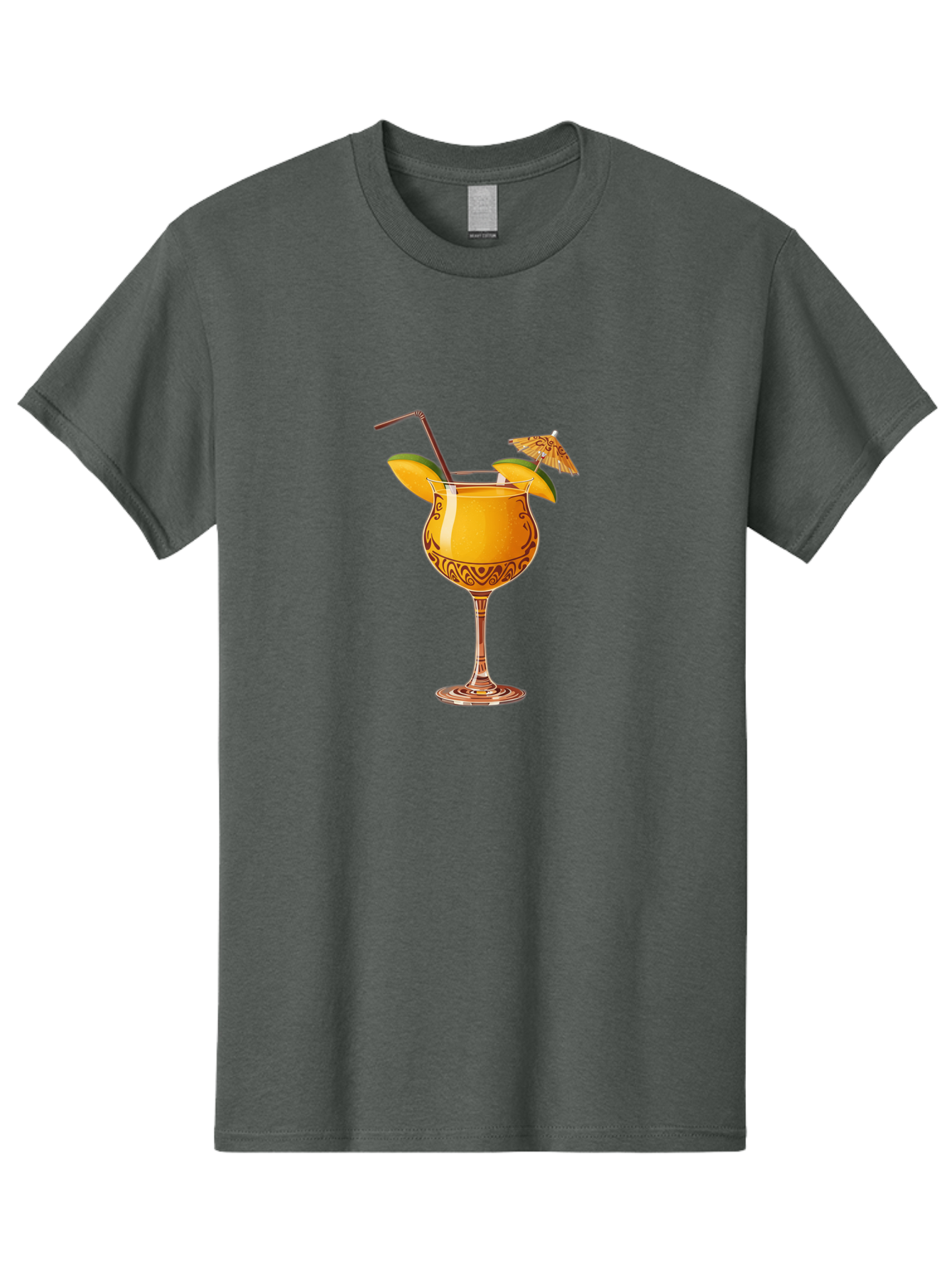 Cocktail-2 Men'S Graphic Tee, 100% Cotton, Comfortable Casual Summer Wear, Machine Washable, Tropical Cocktail, Orange Drink, Elegant Glass, Straw, Paper Umbrella, Exotic Flavors, Summer Fun, Refreshing Drink, Citrus Twist, Party Atmosphere Bab762