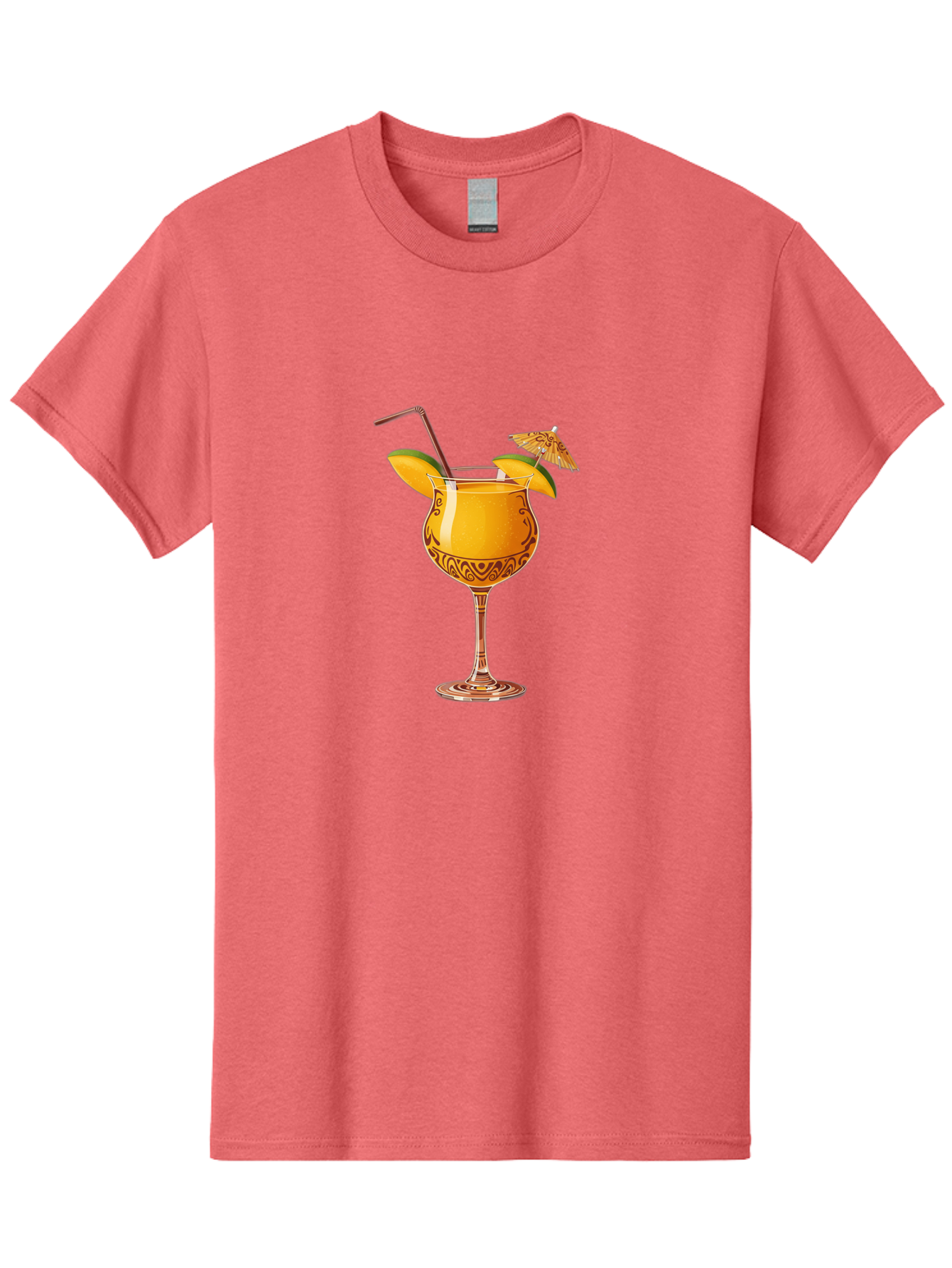 Cocktail-2 Men'S Graphic Tee, 100% Cotton, Comfortable Casual Summer Wear, Machine Washable, Tropical Cocktail, Orange Drink, Elegant Glass, Straw, Paper Umbrella, Exotic Flavors, Summer Fun, Refreshing Drink, Citrus Twist, Party Atmosphere Bab762