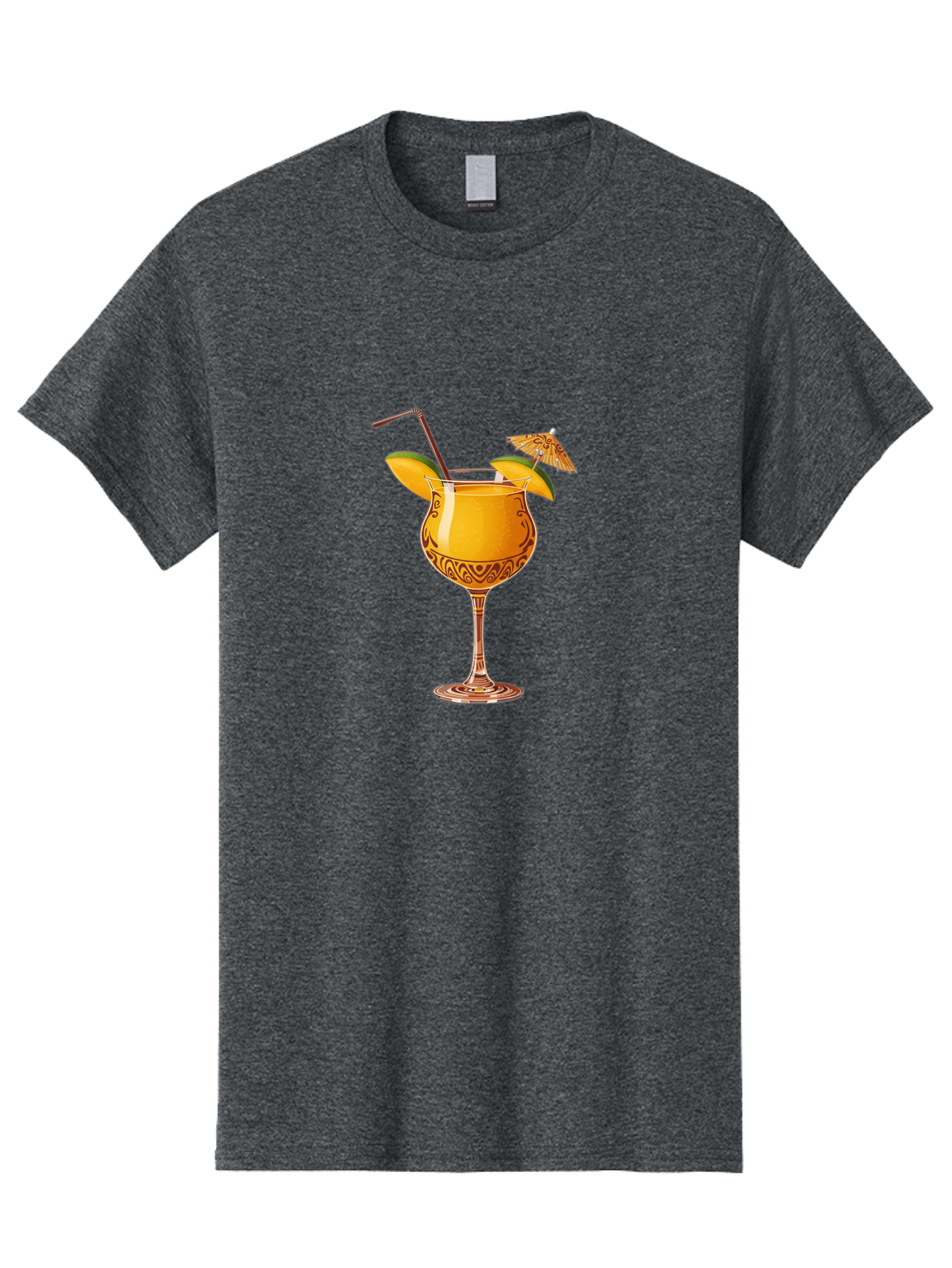 Cocktail-2 Men'S Graphic Tee, 100% Cotton, Comfortable Casual Summer Wear, Machine Washable, Tropical Cocktail, Orange Drink, Elegant Glass, Straw, Paper Umbrella, Exotic Flavors, Summer Fun, Refreshing Drink, Citrus Twist, Party Atmosphere Bab762