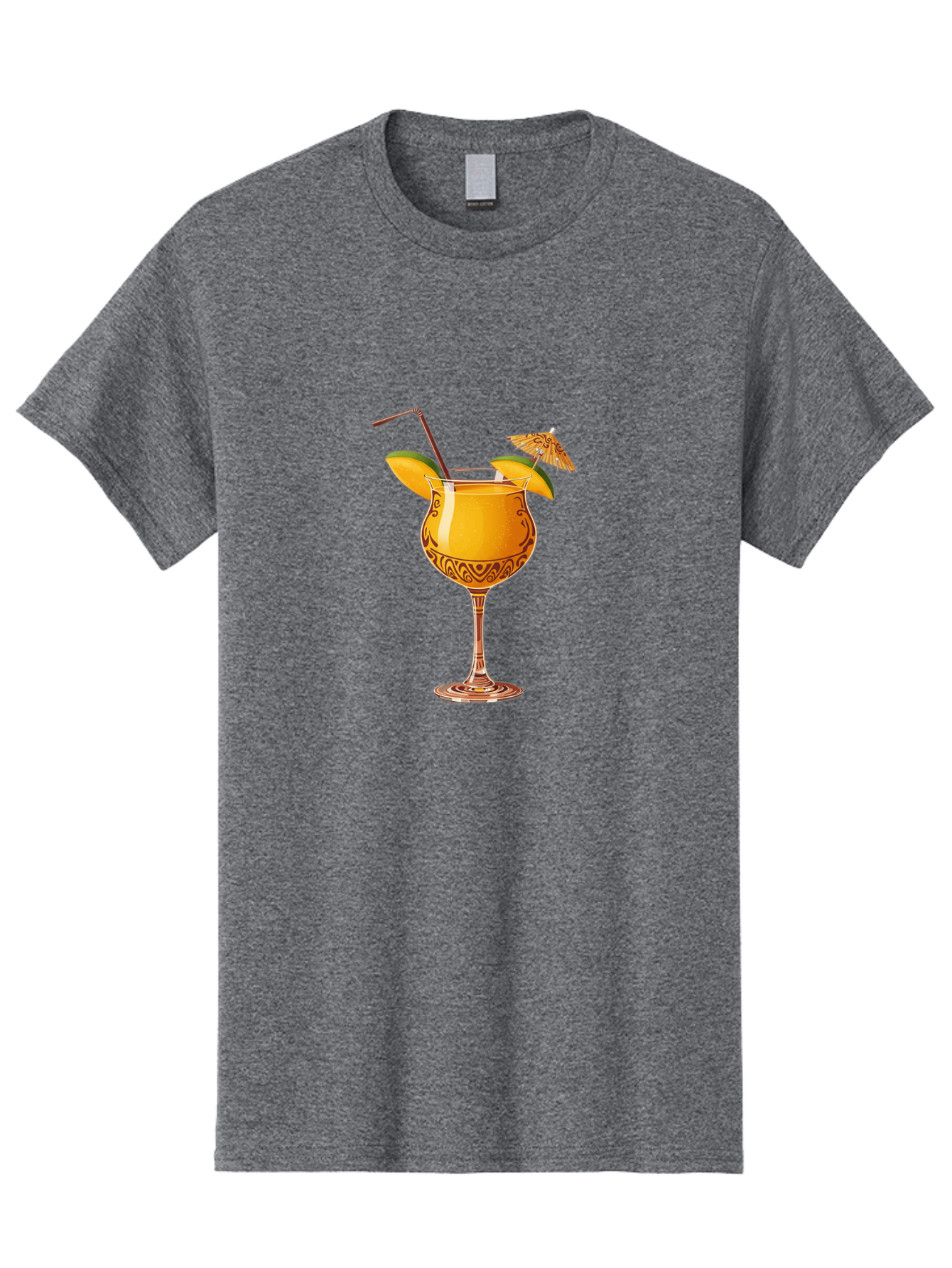 Cocktail-2 Men'S Graphic Tee, 100% Cotton, Comfortable Casual Summer Wear, Machine Washable, Tropical Cocktail, Orange Drink, Elegant Glass, Straw, Paper Umbrella, Exotic Flavors, Summer Fun, Refreshing Drink, Citrus Twist, Party Atmosphere Bab762