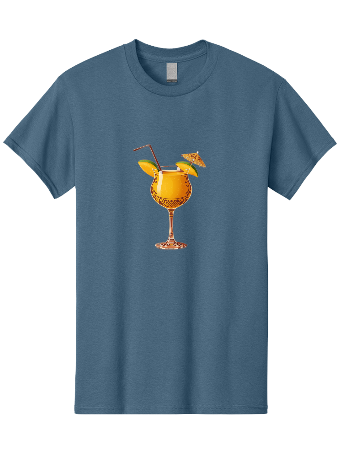 Cocktail-2 Men'S Graphic Tee, 100% Cotton, Comfortable Casual Summer Wear, Machine Washable, Tropical Cocktail, Orange Drink, Elegant Glass, Straw, Paper Umbrella, Exotic Flavors, Summer Fun, Refreshing Drink, Citrus Twist, Party Atmosphere Bab762