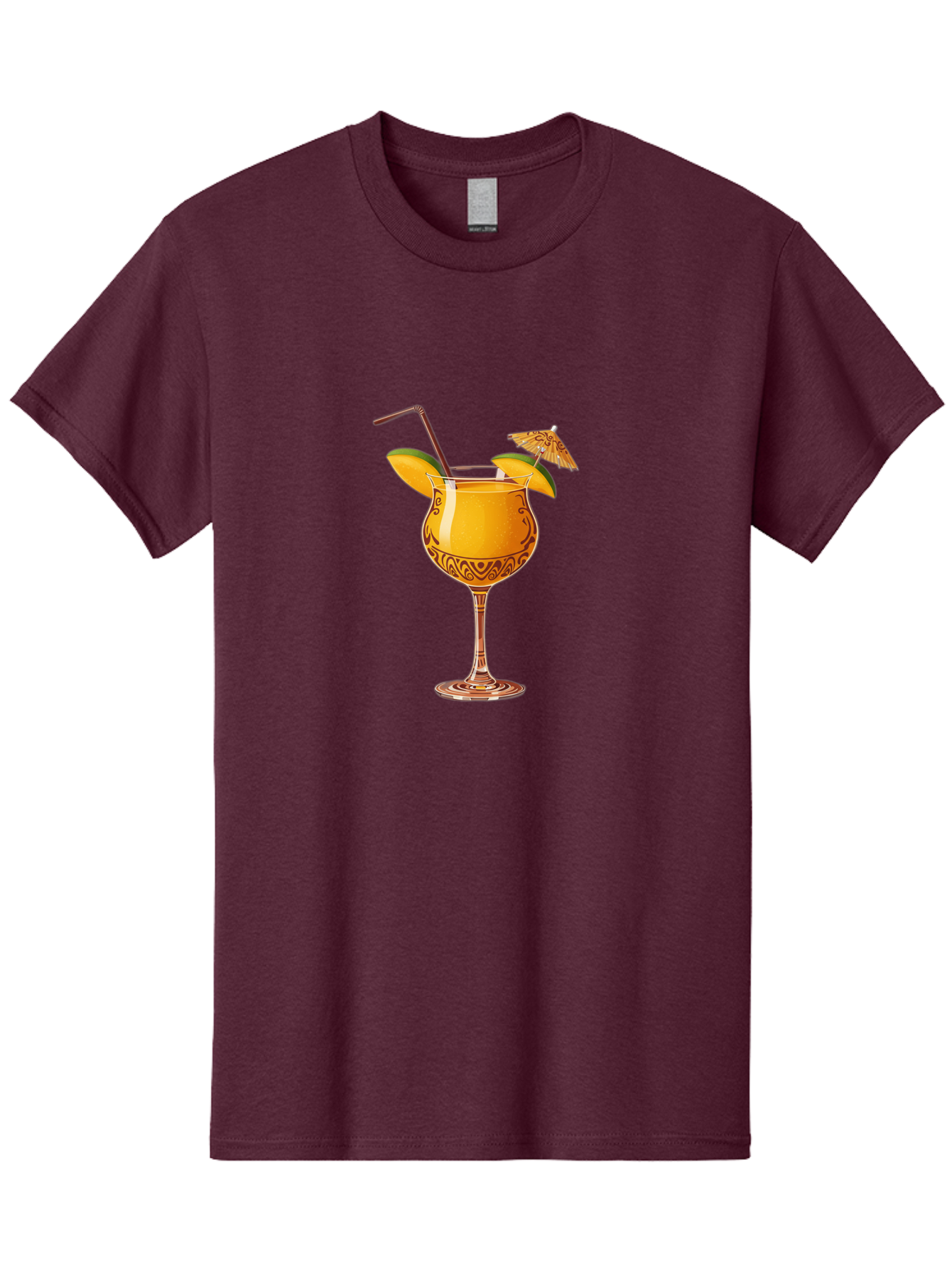 Cocktail-2 Men'S Graphic Tee, 100% Cotton, Comfortable Casual Summer Wear, Machine Washable, Tropical Cocktail, Orange Drink, Elegant Glass, Straw, Paper Umbrella, Exotic Flavors, Summer Fun, Refreshing Drink, Citrus Twist, Party Atmosphere Bab762