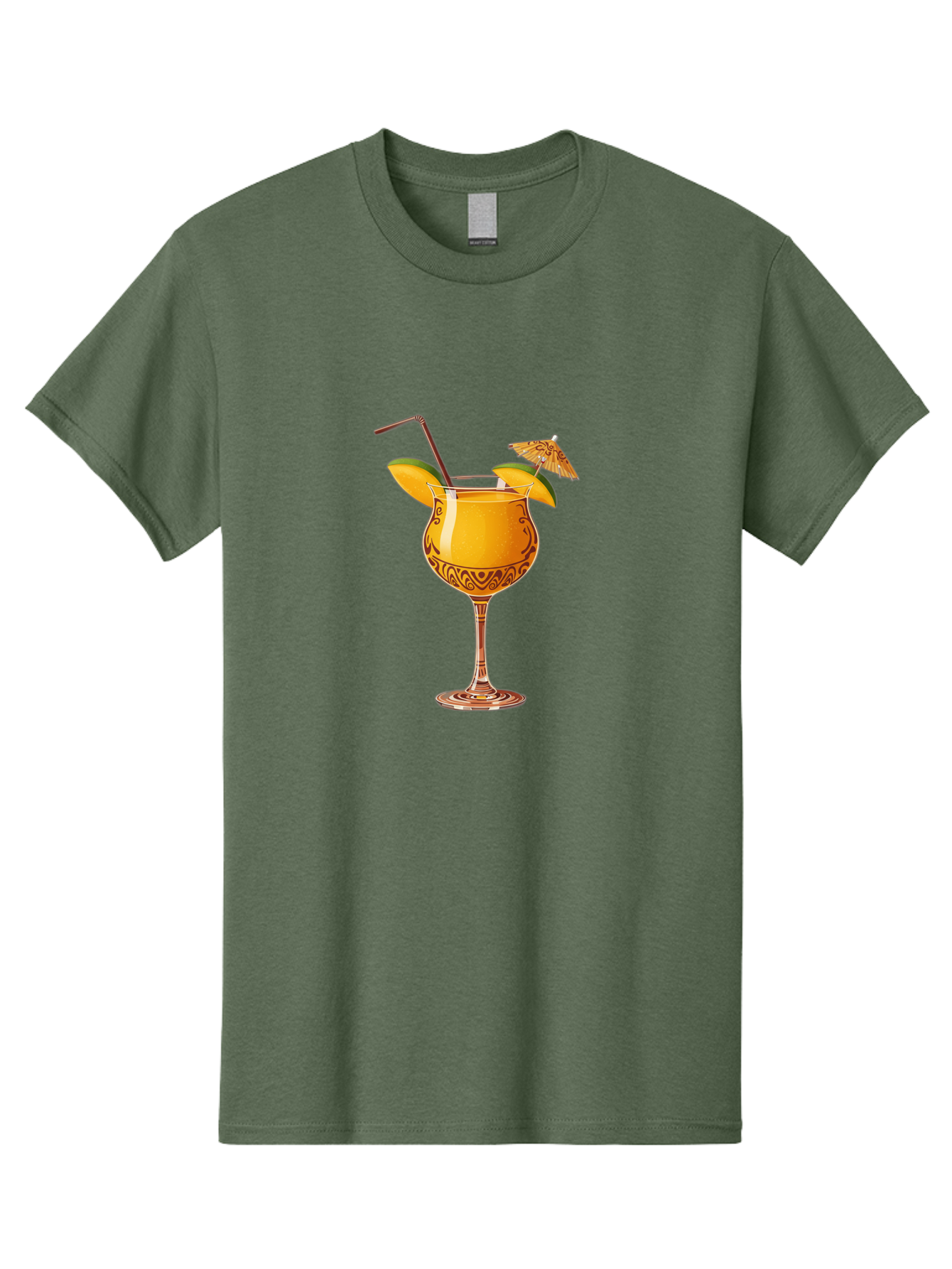 Cocktail-2 Men'S Graphic Tee, 100% Cotton, Comfortable Casual Summer Wear, Machine Washable, Tropical Cocktail, Orange Drink, Elegant Glass, Straw, Paper Umbrella, Exotic Flavors, Summer Fun, Refreshing Drink, Citrus Twist, Party Atmosphere Bab762