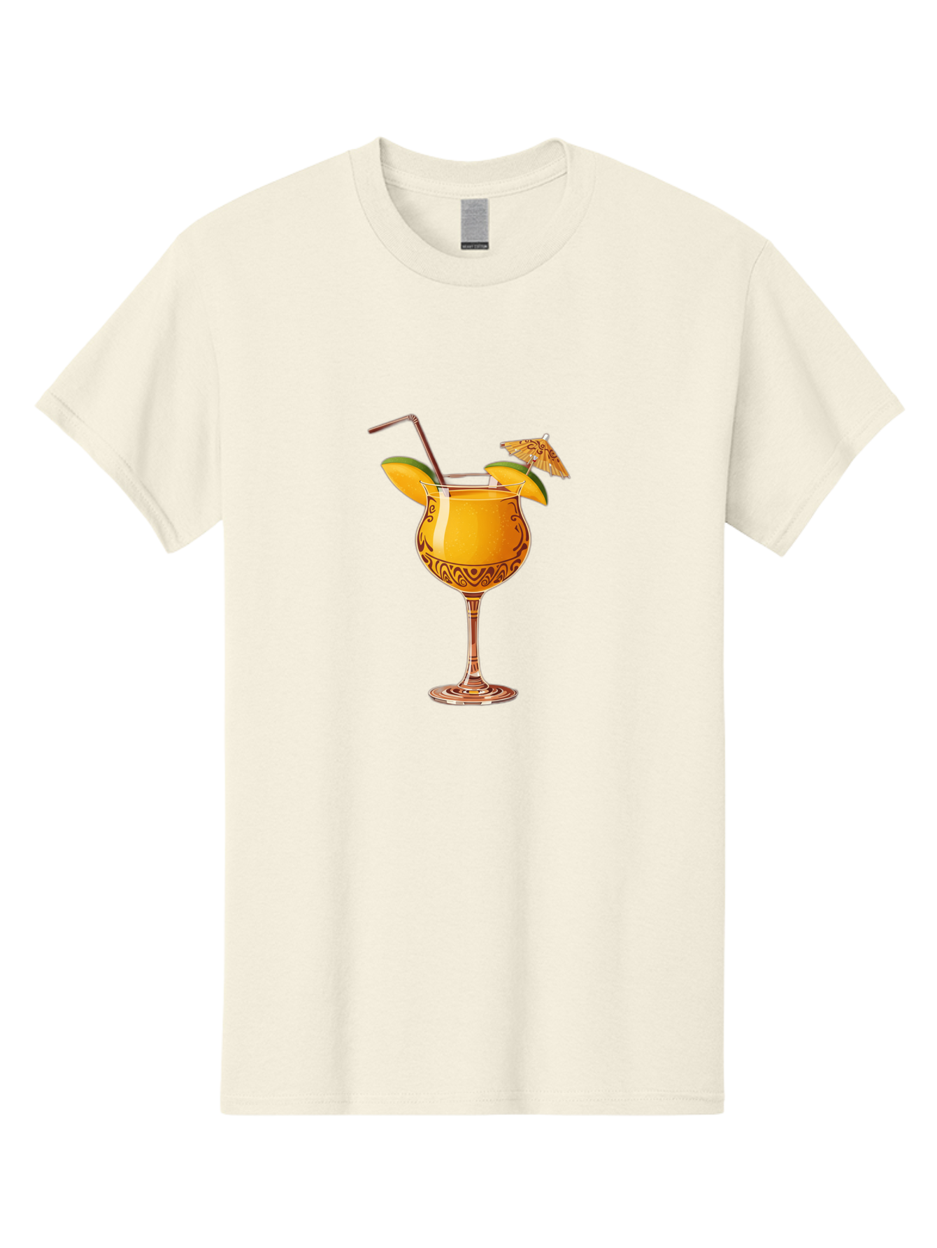Cocktail-2 Men'S Graphic Tee, 100% Cotton, Comfortable Casual Summer Wear, Machine Washable, Tropical Cocktail, Orange Drink, Elegant Glass, Straw, Paper Umbrella, Exotic Flavors, Summer Fun, Refreshing Drink, Citrus Twist, Party Atmosphere Bab762
