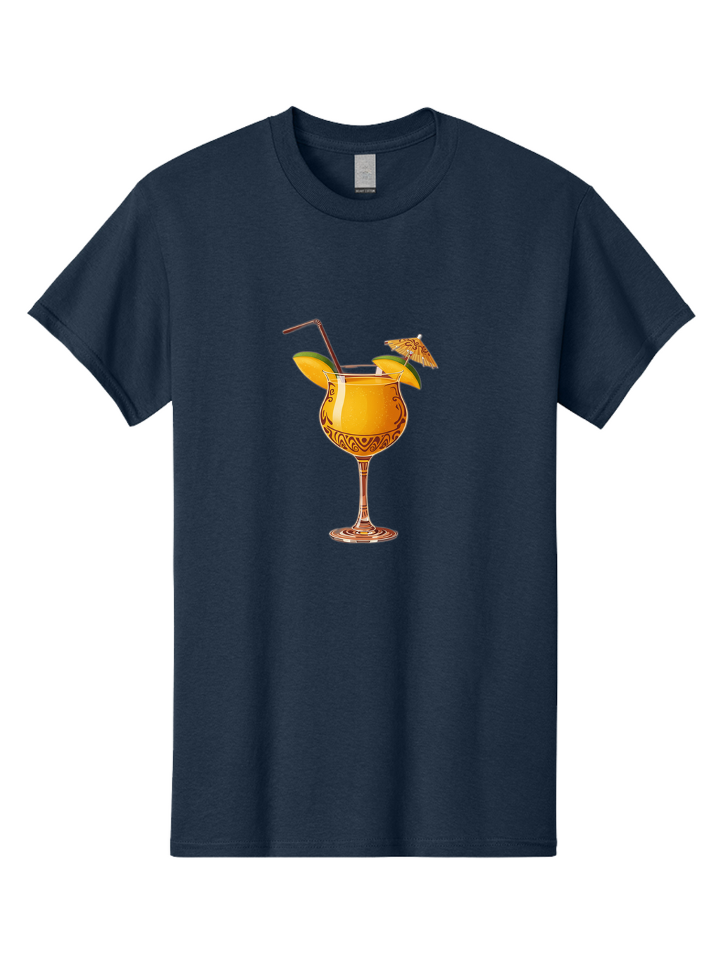 Cocktail-2 Men'S Graphic Tee, 100% Cotton, Comfortable Casual Summer Wear, Machine Washable, Tropical Cocktail, Orange Drink, Elegant Glass, Straw, Paper Umbrella, Exotic Flavors, Summer Fun, Refreshing Drink, Citrus Twist, Party Atmosphere Bab762