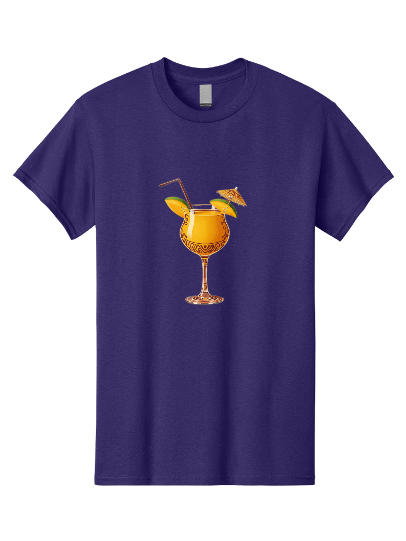Cocktail-2 Men'S Graphic Tee, 100% Cotton, Comfortable Casual Summer Wear, Machine Washable, Tropical Cocktail, Orange Drink, Elegant Glass, Straw, Paper Umbrella, Exotic Flavors, Summer Fun, Refreshing Drink, Citrus Twist, Party Atmosphere Bab762