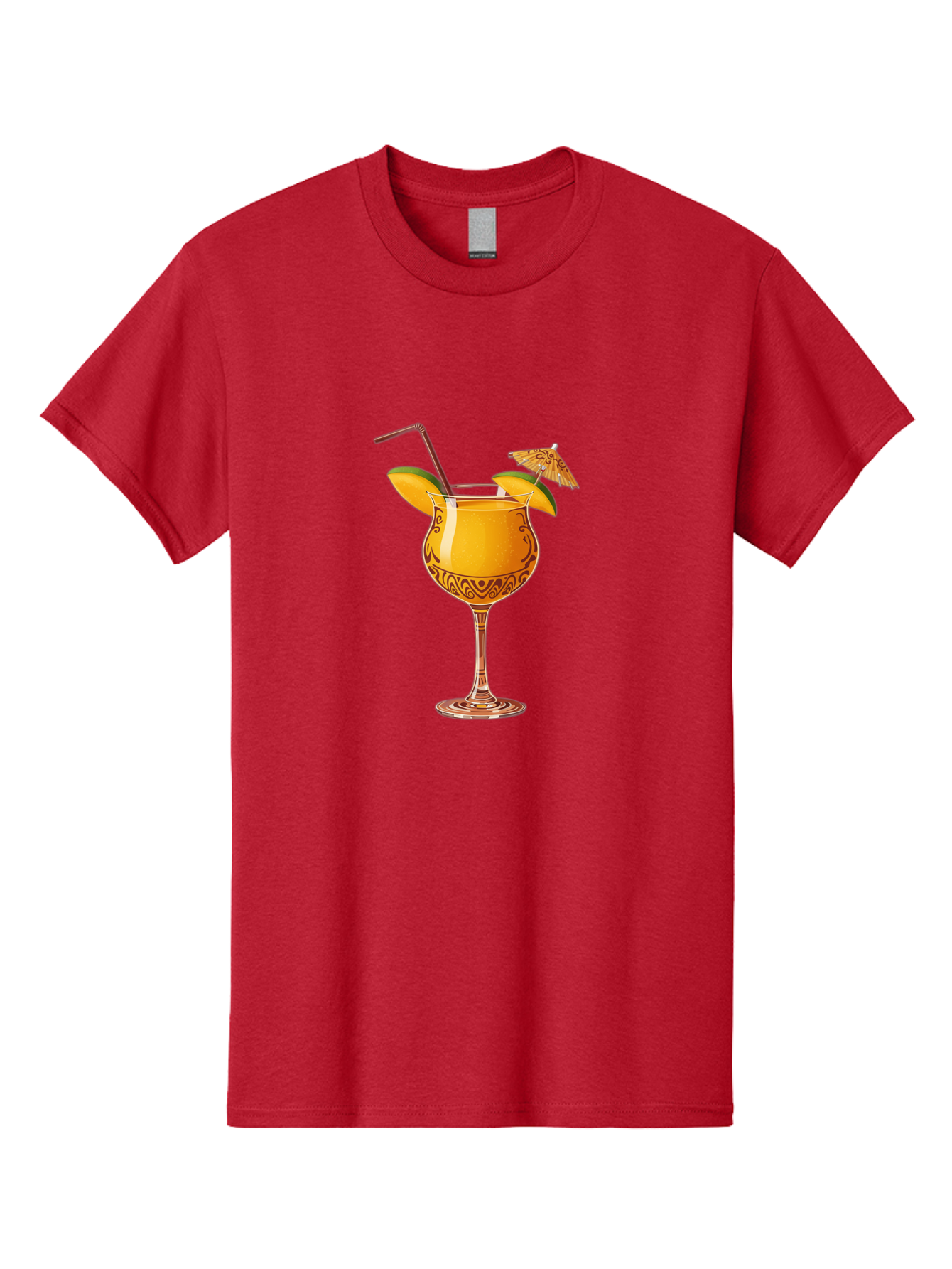 Cocktail-2 Men'S Graphic Tee, 100% Cotton, Comfortable Casual Summer Wear, Machine Washable, Tropical Cocktail, Orange Drink, Elegant Glass, Straw, Paper Umbrella, Exotic Flavors, Summer Fun, Refreshing Drink, Citrus Twist, Party Atmosphere Bab762