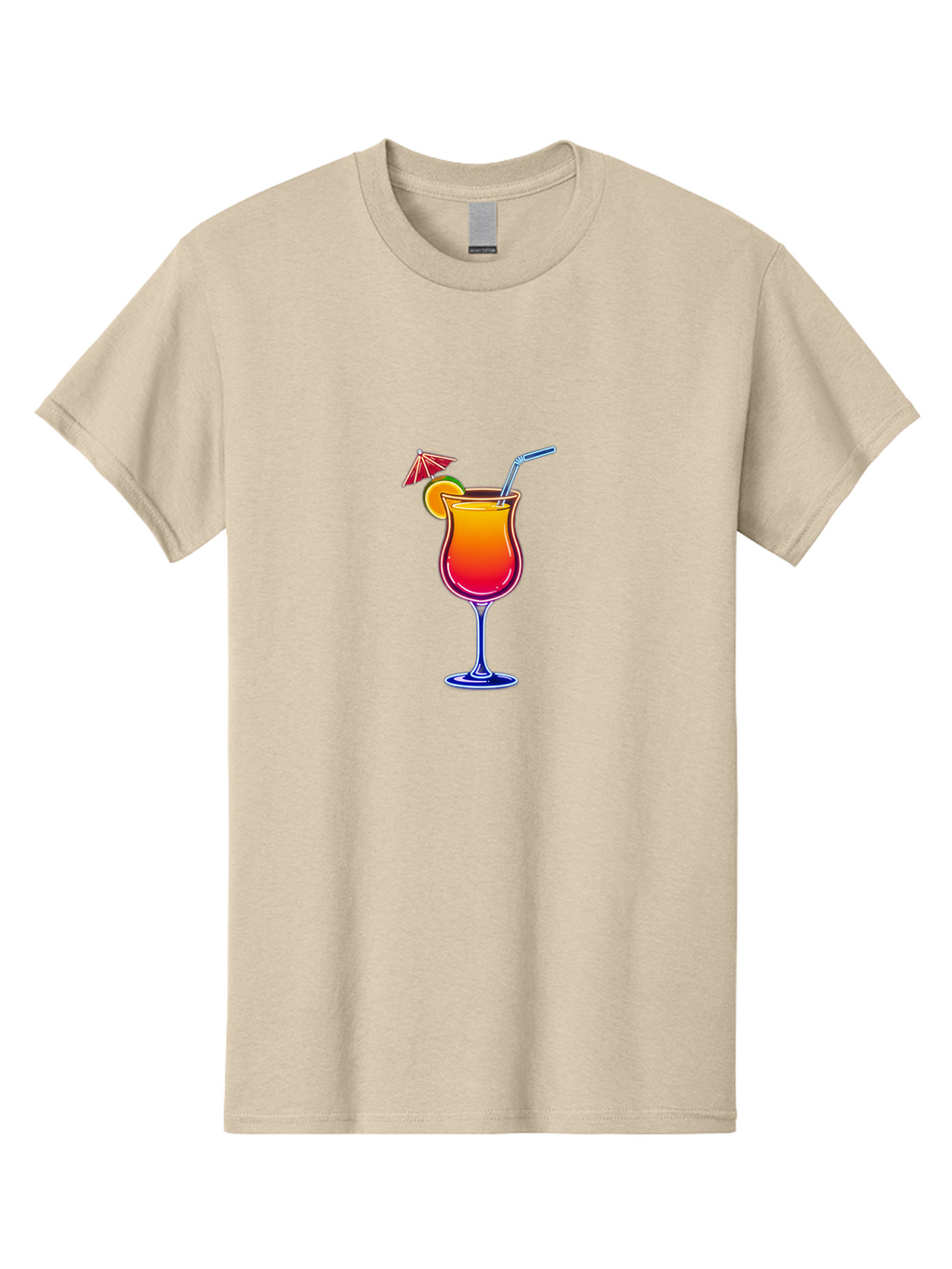 Cocktail-Glass-1 Men'S Graphic Tee, 100% Cotton, Comfortable Casual Summer Wear, Machine Washable, Colorful Cocktail, Gradient Drink, Wine Glass, Orange Slice Garnish, Straw, Umbrella, Vibrant Colors, Refreshing Beverage, Summer Drink, Bab763