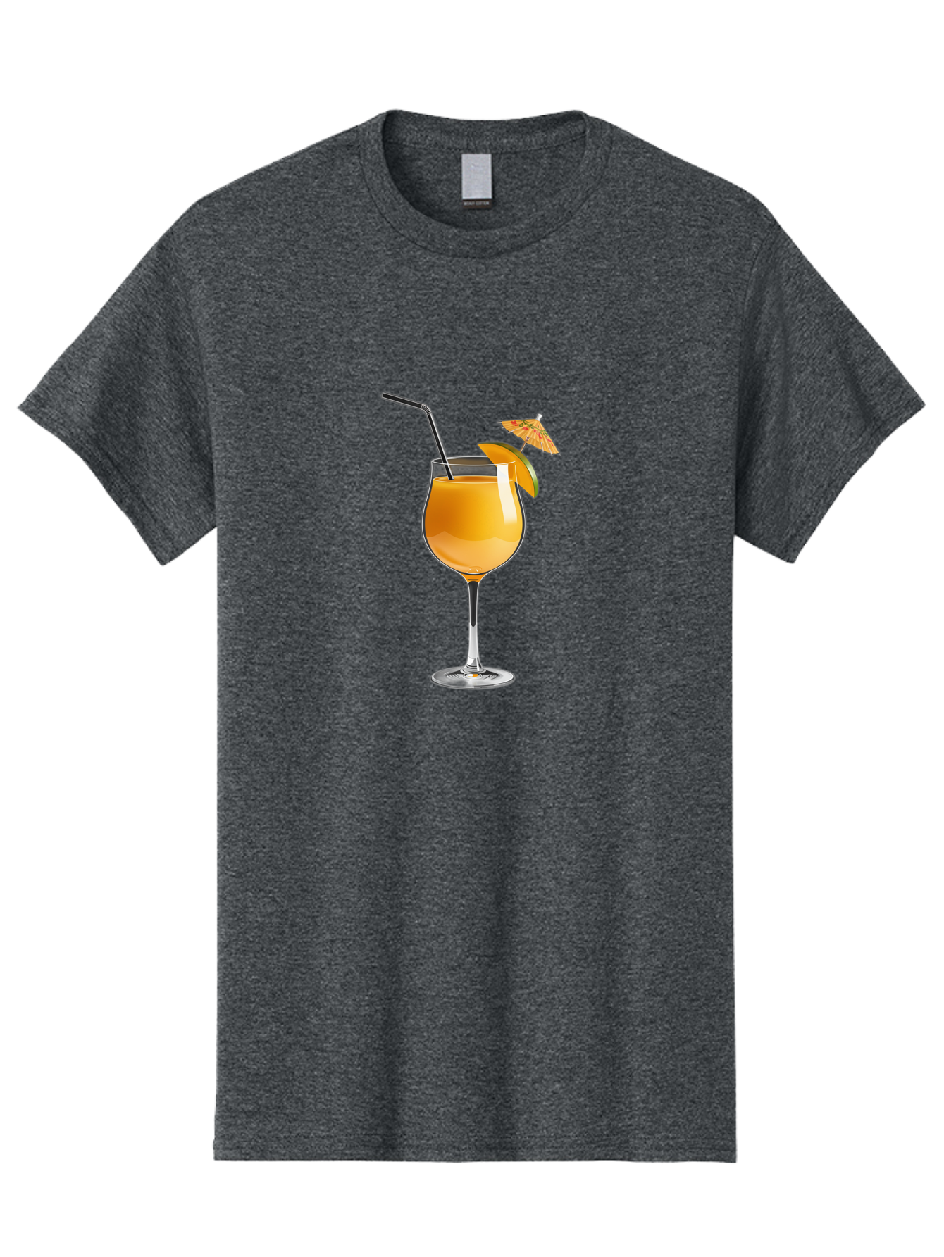 Cocktail-Glass Men'S Graphic Tee, 100% Cotton, Comfortable Casual Summer Wear, Machine Washable, Orange Cocktail, Refreshing Drink, Summer Beverage, Citrus Flavor, Tall Glass, Elegant Stemware, Metal Straw, Paper Umbrella, Orange Slice, Bab764
