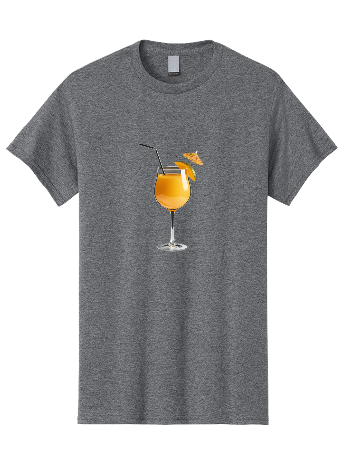 Cocktail-Glass Men'S Graphic Tee, 100% Cotton, Comfortable Casual Summer Wear, Machine Washable, Orange Cocktail, Refreshing Drink, Summer Beverage, Citrus Flavor, Tall Glass, Elegant Stemware, Metal Straw, Paper Umbrella, Orange Slice, Bab764