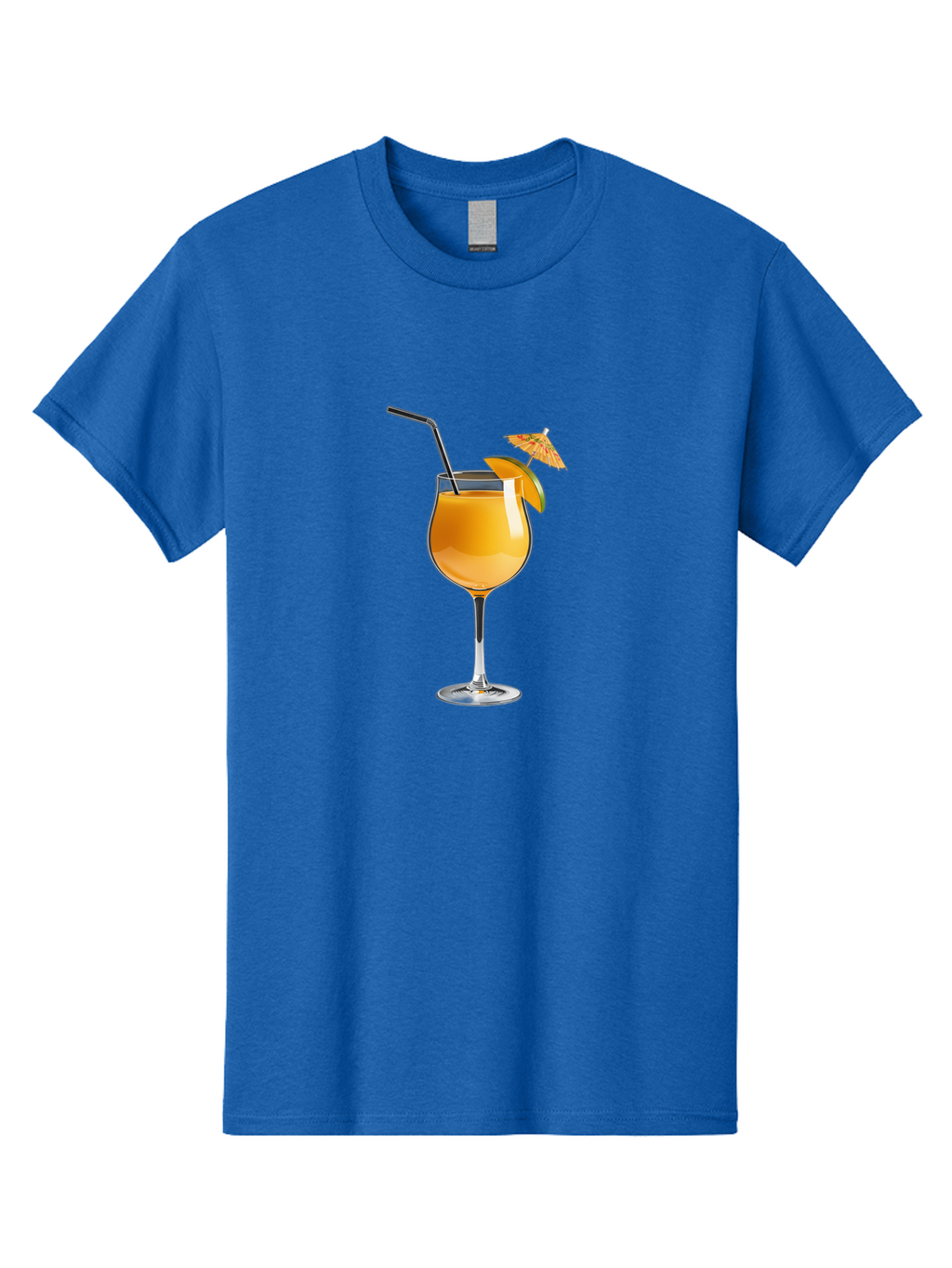 Cocktail-Glass Men'S Graphic Tee, 100% Cotton, Comfortable Casual Summer Wear, Machine Washable, Orange Cocktail, Refreshing Drink, Summer Beverage, Citrus Flavor, Tall Glass, Elegant Stemware, Metal Straw, Paper Umbrella, Orange Slice, Bab764