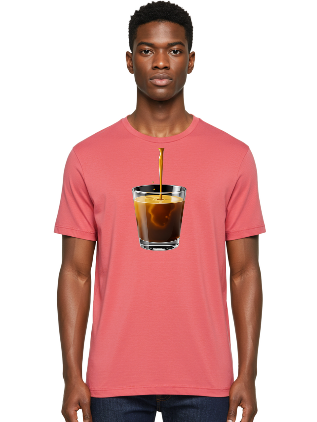 Coffee-1 Men'S Graphic Tee, 100% Cotton, Comfortable Casual Summer Wear, Machine Washable, Coffee Pouring Into A Glass, Espresso Shot, Coffee Culture, Morning Coffee, Coffee Drink, Rich Aroma, Coffee Lover, Daily Grind Bab767