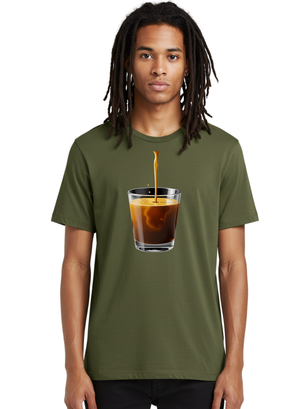 Coffee-1 Men'S Graphic Tee, 100% Cotton, Comfortable Casual Summer Wear, Machine Washable, Coffee Pouring Into A Glass, Espresso Shot, Coffee Culture, Morning Coffee, Coffee Drink, Rich Aroma, Coffee Lover, Daily Grind Bab767