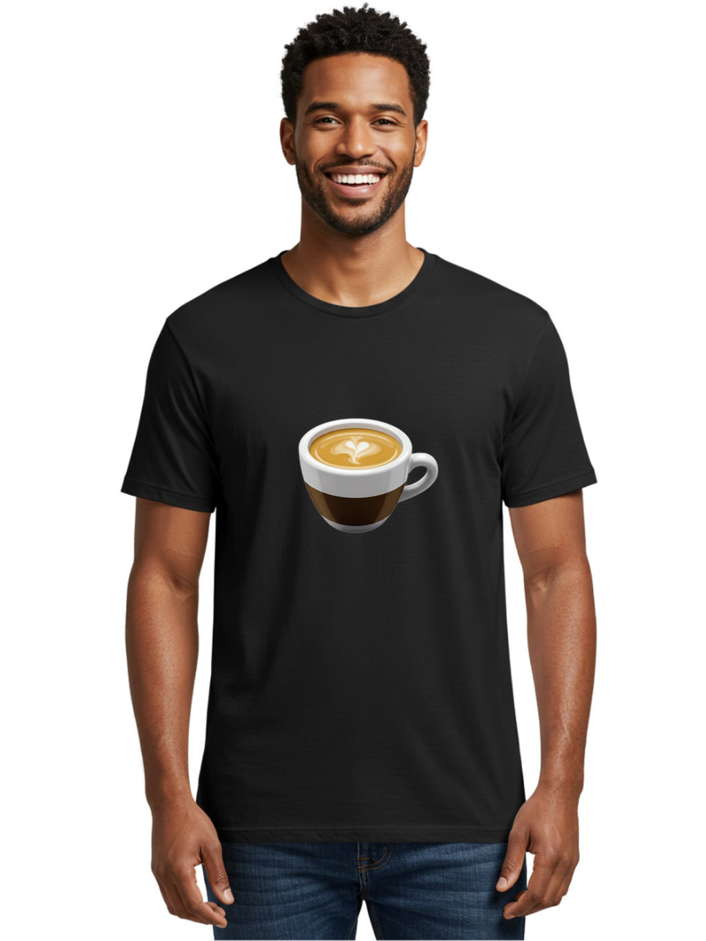Coffee-2 Men'S Graphic Tee, 100% Cotton, Comfortable Casual Summer Wear, Machine Washable, Coffee Cup, Latte Art, Heart Design, Coffee Drink, Espresso Cup, Creamy Texture, Morning Coffee, Coffee Beverage Bab768