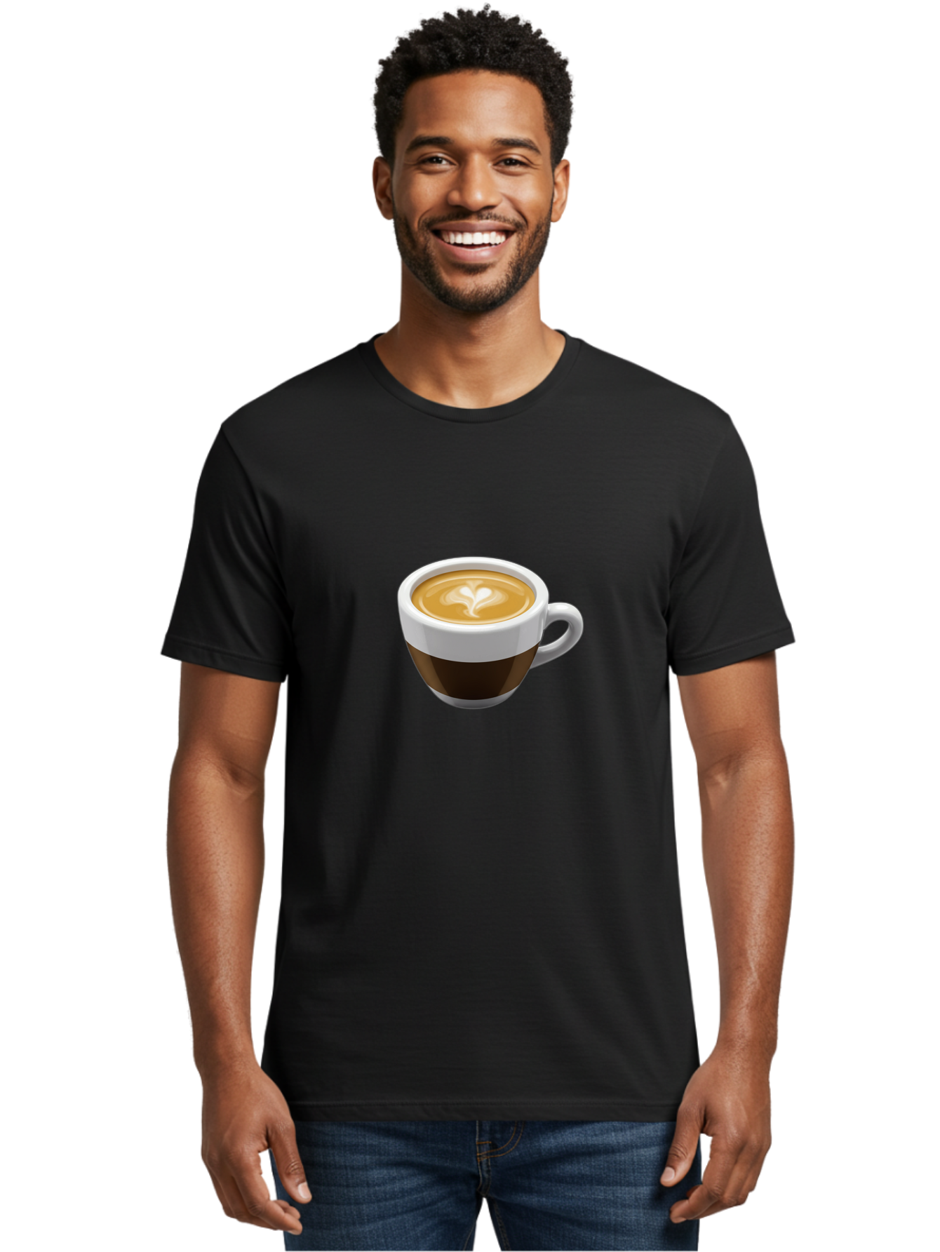 Coffee-2 Men'S Graphic Tee, 100% Cotton, Comfortable Casual Summer Wear, Machine Washable, Coffee Cup, Latte Art, Heart Design, Coffee Drink, Espresso Cup, Creamy Texture, Morning Coffee, Coffee Beverage Bab768