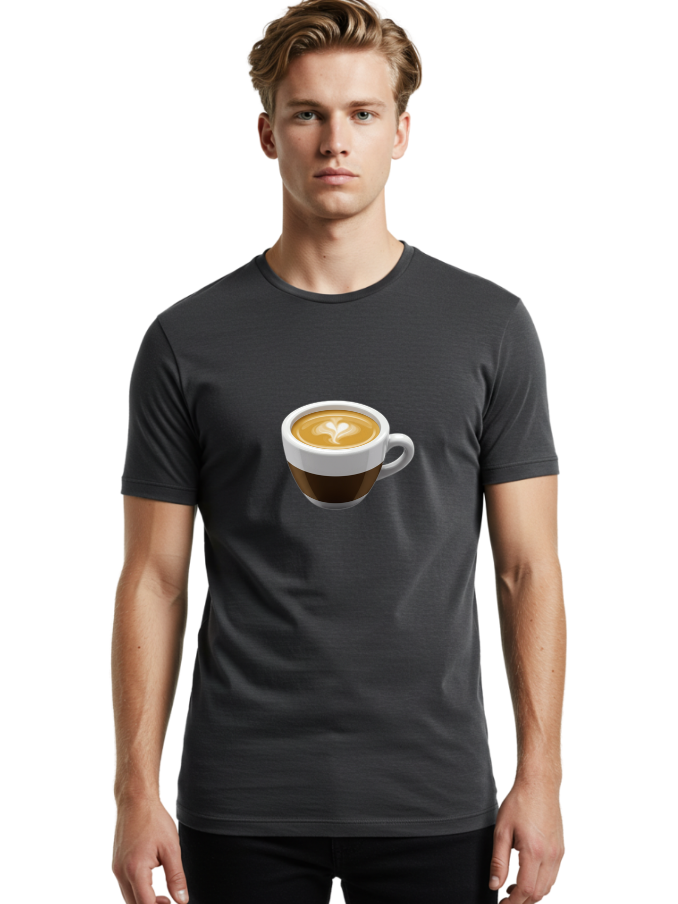Coffee-2 Men'S Graphic Tee, 100% Cotton, Comfortable Casual Summer Wear, Machine Washable, Coffee Cup, Latte Art, Heart Design, Coffee Drink, Espresso Cup, Creamy Texture, Morning Coffee, Coffee Beverage Bab768