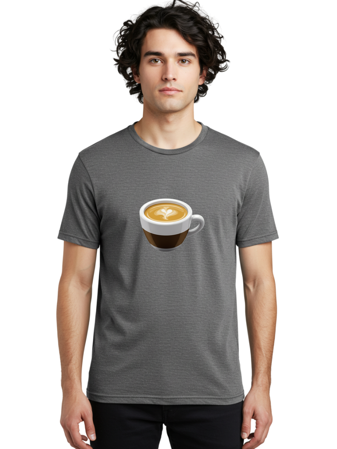 Coffee-2 Men'S Graphic Tee, 100% Cotton, Comfortable Casual Summer Wear, Machine Washable, Coffee Cup, Latte Art, Heart Design, Coffee Drink, Espresso Cup, Creamy Texture, Morning Coffee, Coffee Beverage Bab768