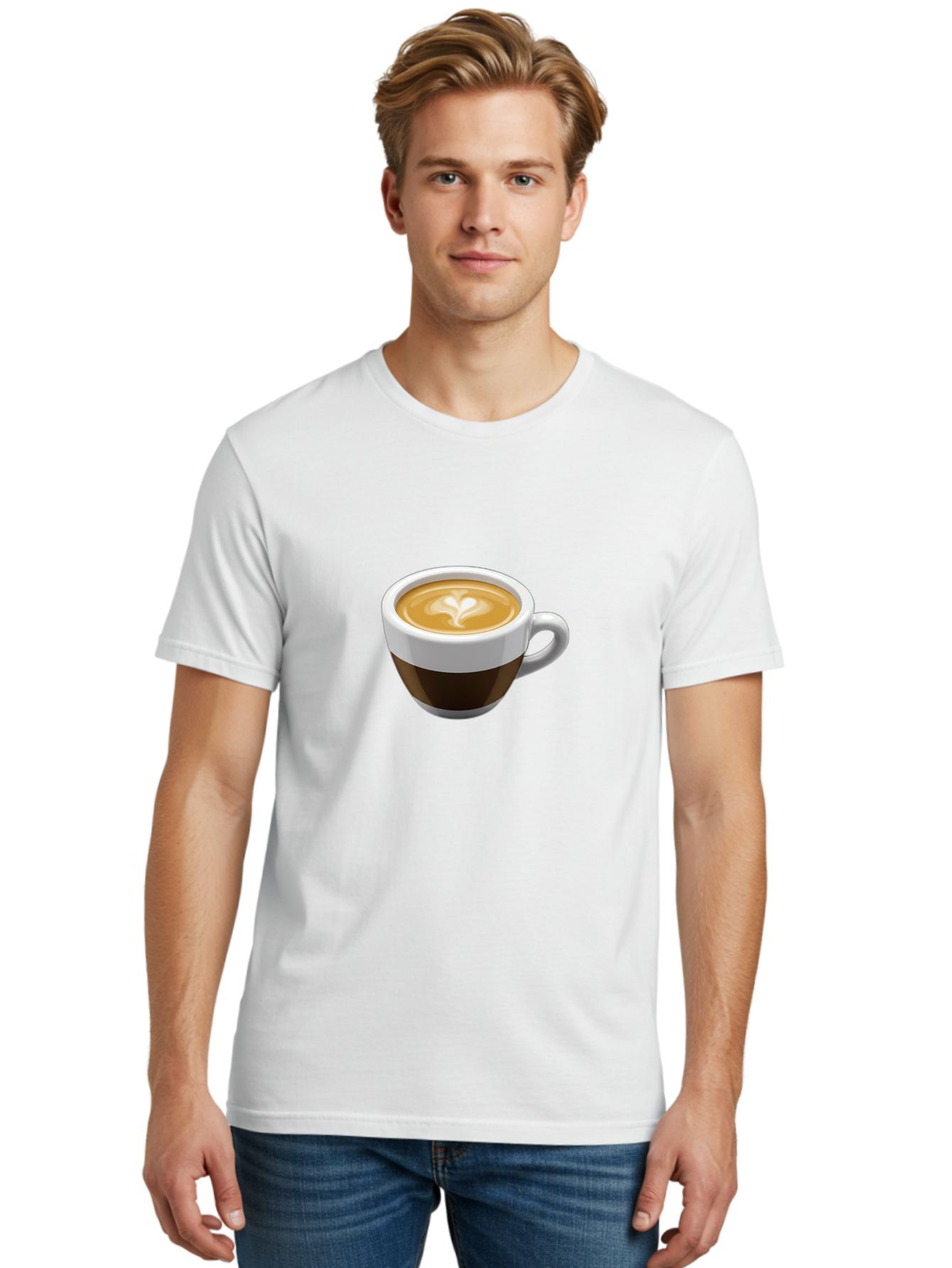 Coffee-2 Men'S Graphic Tee, 100% Cotton, Comfortable Casual Summer Wear, Machine Washable, Coffee Cup, Latte Art, Heart Design, Coffee Drink, Espresso Cup, Creamy Texture, Morning Coffee, Coffee Beverage Bab768