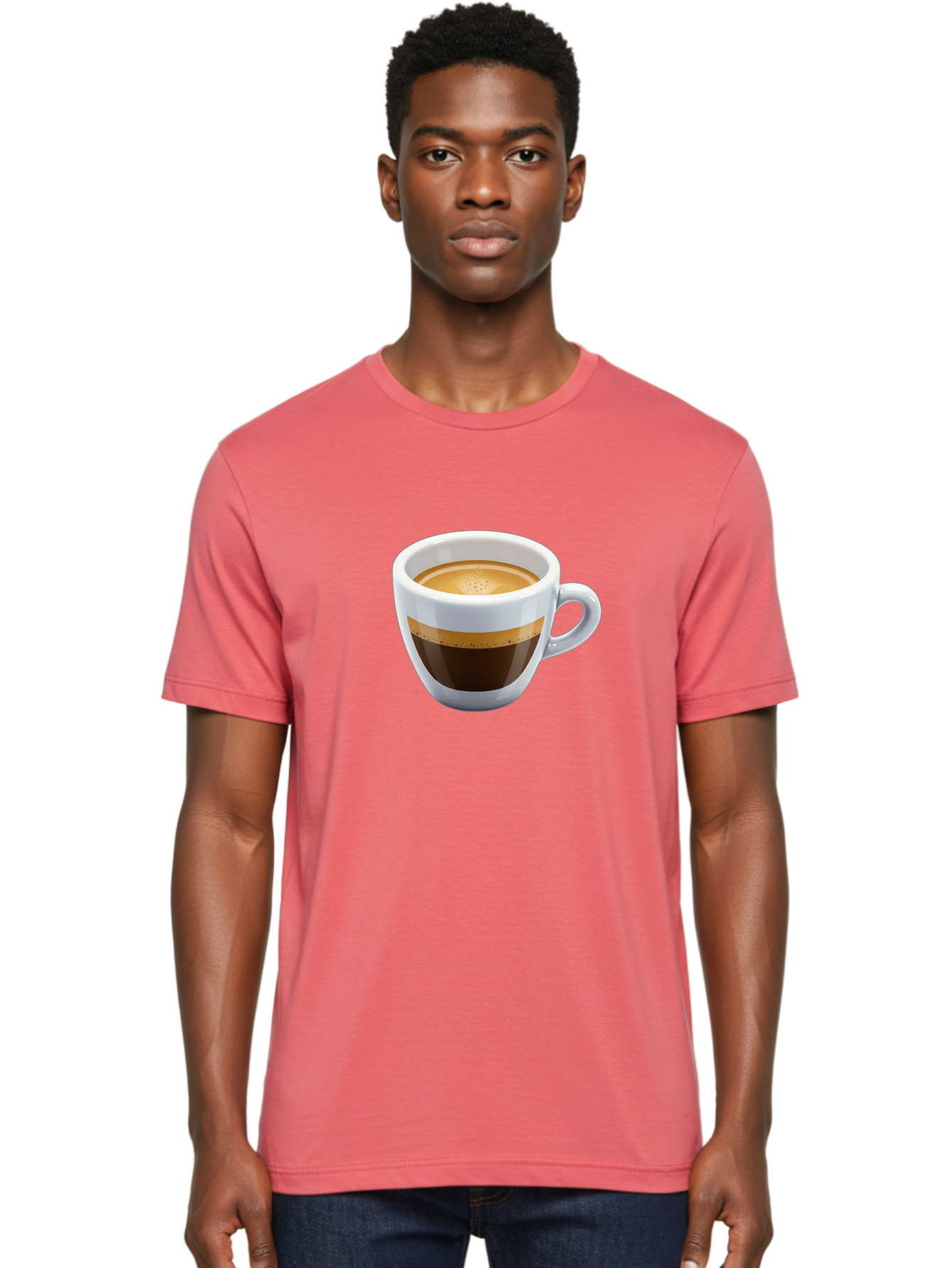 Coffee-3 Men'S Graphic Tee, 100% Cotton, Comfortable Casual Summer Wear, Machine Washable, Espresso In White Cup, Coffee Drink, Rich Flavor, Small Cup, Morning Coffee, Coffee Art, Crema On Top, Dark Brown Espresso Bab769