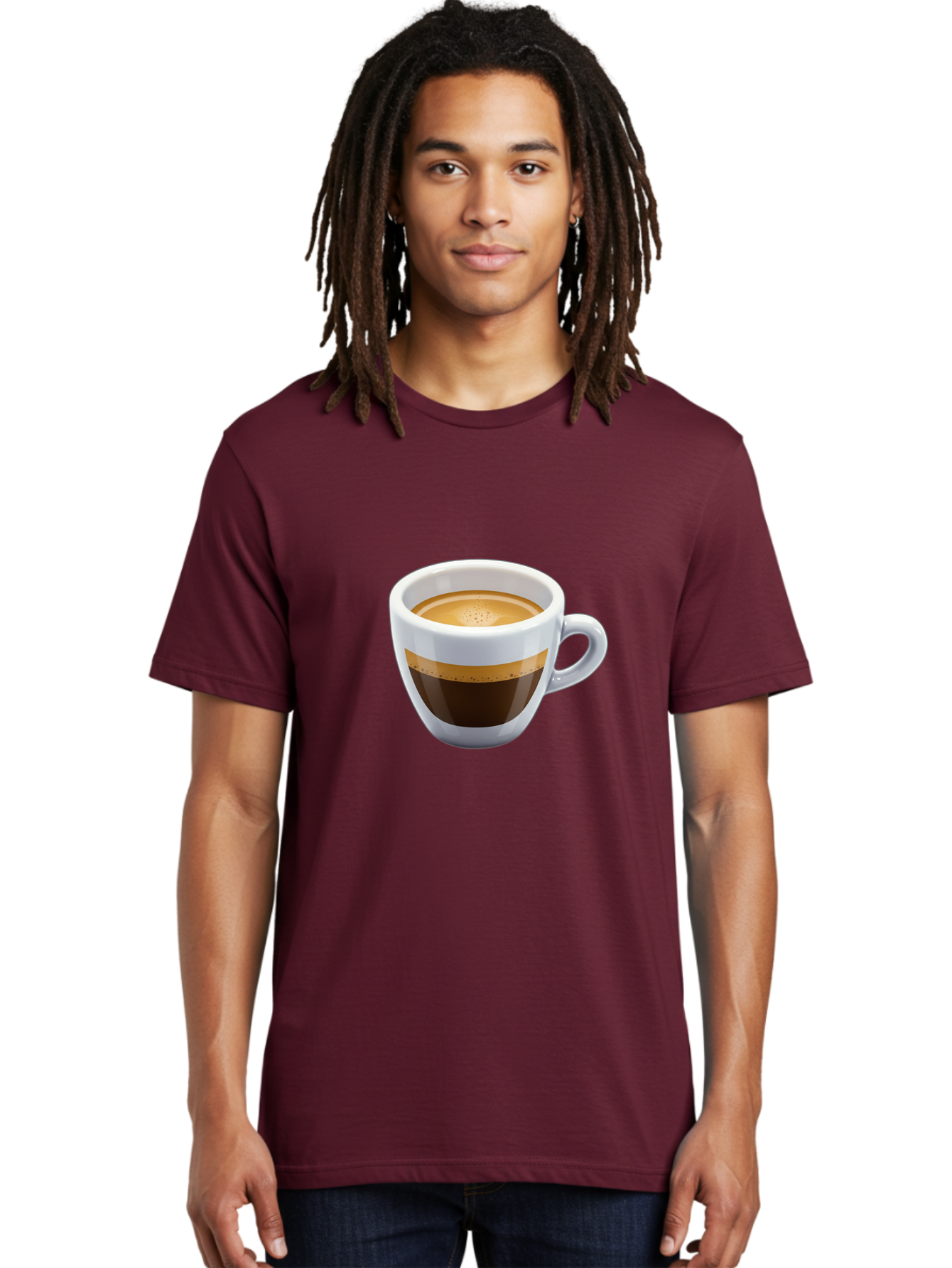 Coffee-3 Men'S Graphic Tee, 100% Cotton, Comfortable Casual Summer Wear, Machine Washable, Espresso In White Cup, Coffee Drink, Rich Flavor, Small Cup, Morning Coffee, Coffee Art, Crema On Top, Dark Brown Espresso Bab769