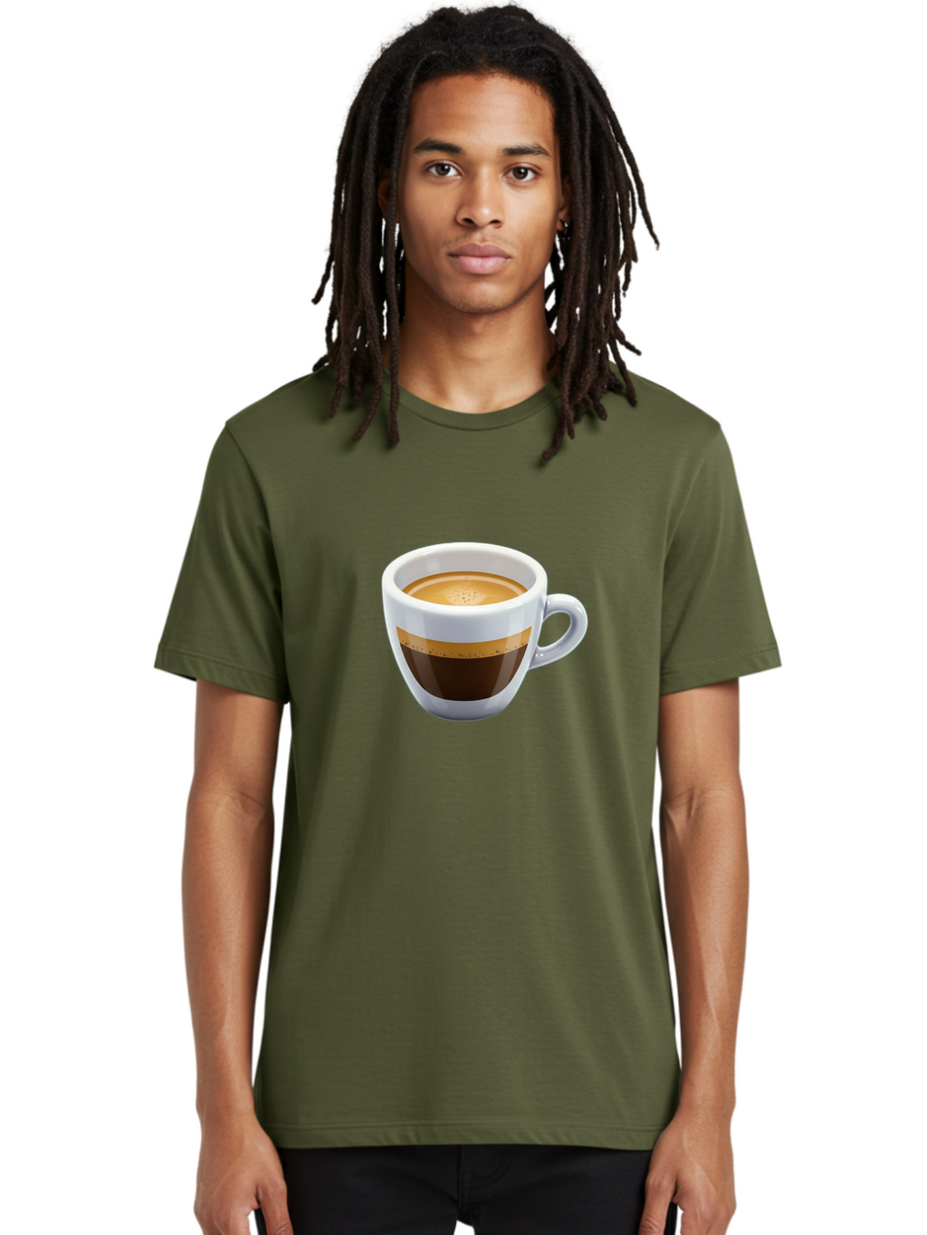 Coffee-3 Men'S Graphic Tee, 100% Cotton, Comfortable Casual Summer Wear, Machine Washable, Espresso In White Cup, Coffee Drink, Rich Flavor, Small Cup, Morning Coffee, Coffee Art, Crema On Top, Dark Brown Espresso Bab769