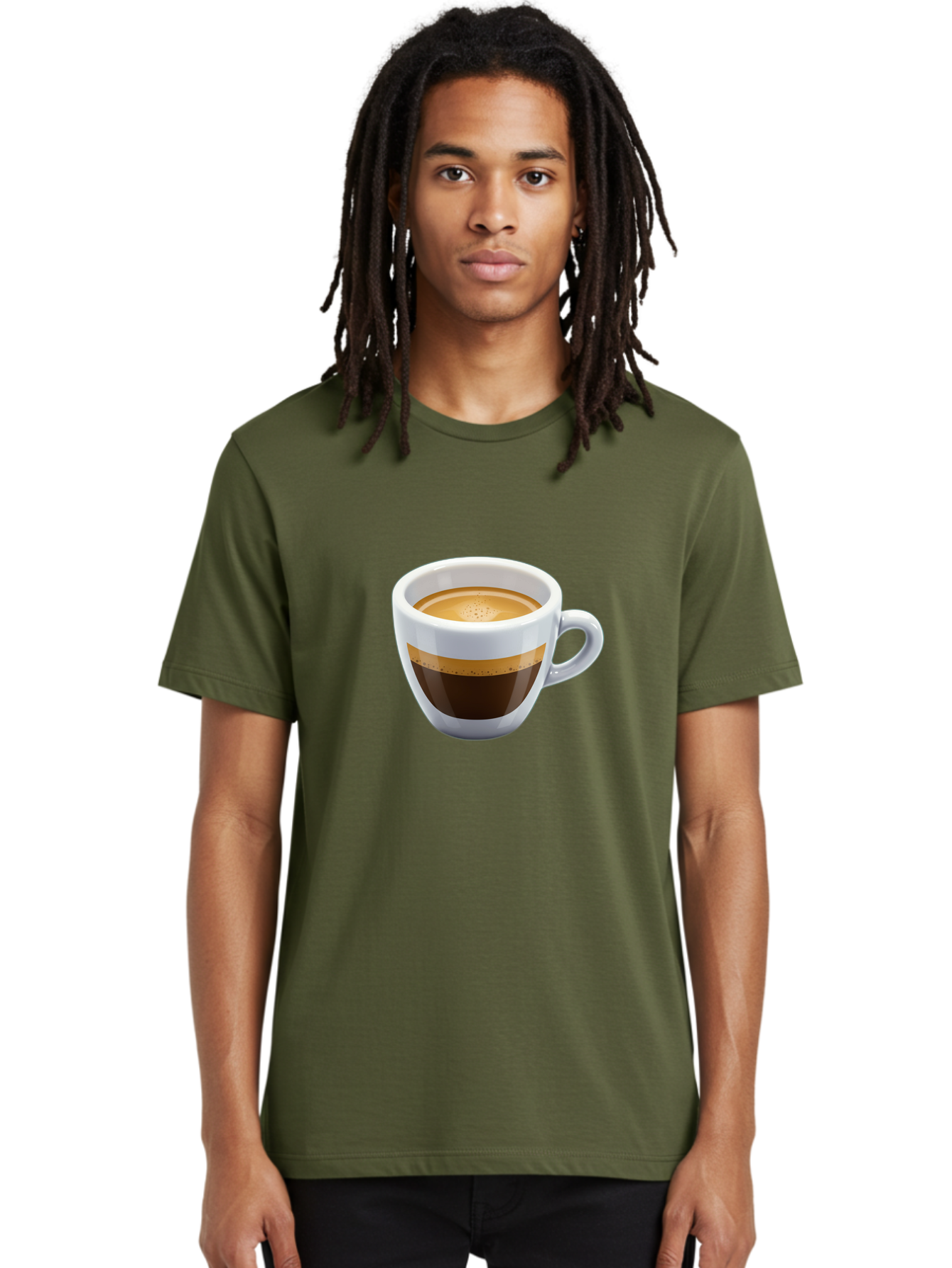 Coffee-3 Men'S Graphic Tee, 100% Cotton, Comfortable Casual Summer Wear, Machine Washable, Espresso In White Cup, Coffee Drink, Rich Flavor, Small Cup, Morning Coffee, Coffee Art, Crema On Top, Dark Brown Espresso Bab769