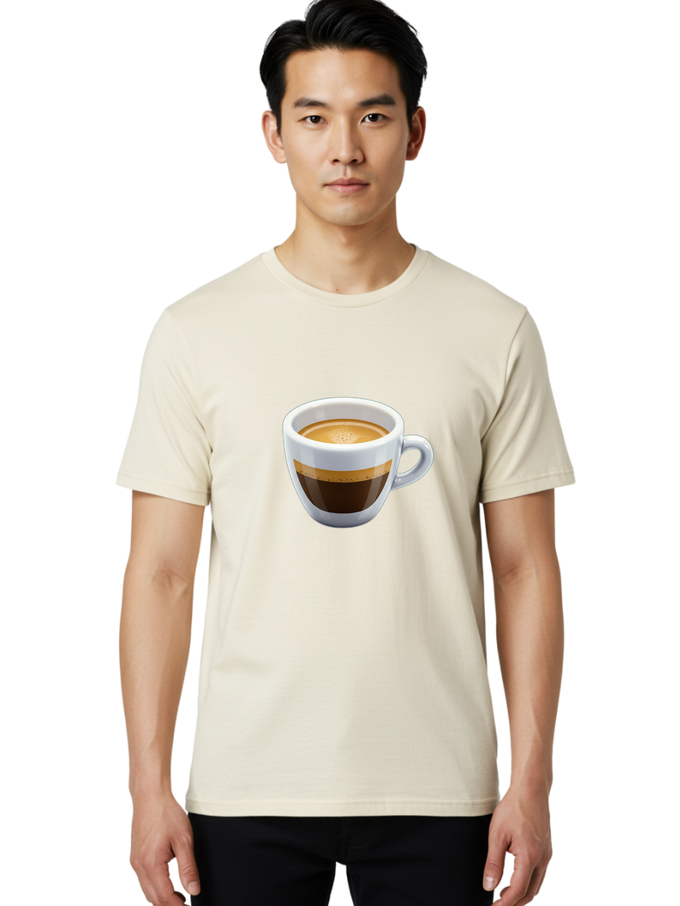 Coffee-3 Men'S Graphic Tee, 100% Cotton, Comfortable Casual Summer Wear, Machine Washable, Espresso In White Cup, Coffee Drink, Rich Flavor, Small Cup, Morning Coffee, Coffee Art, Crema On Top, Dark Brown Espresso Bab769